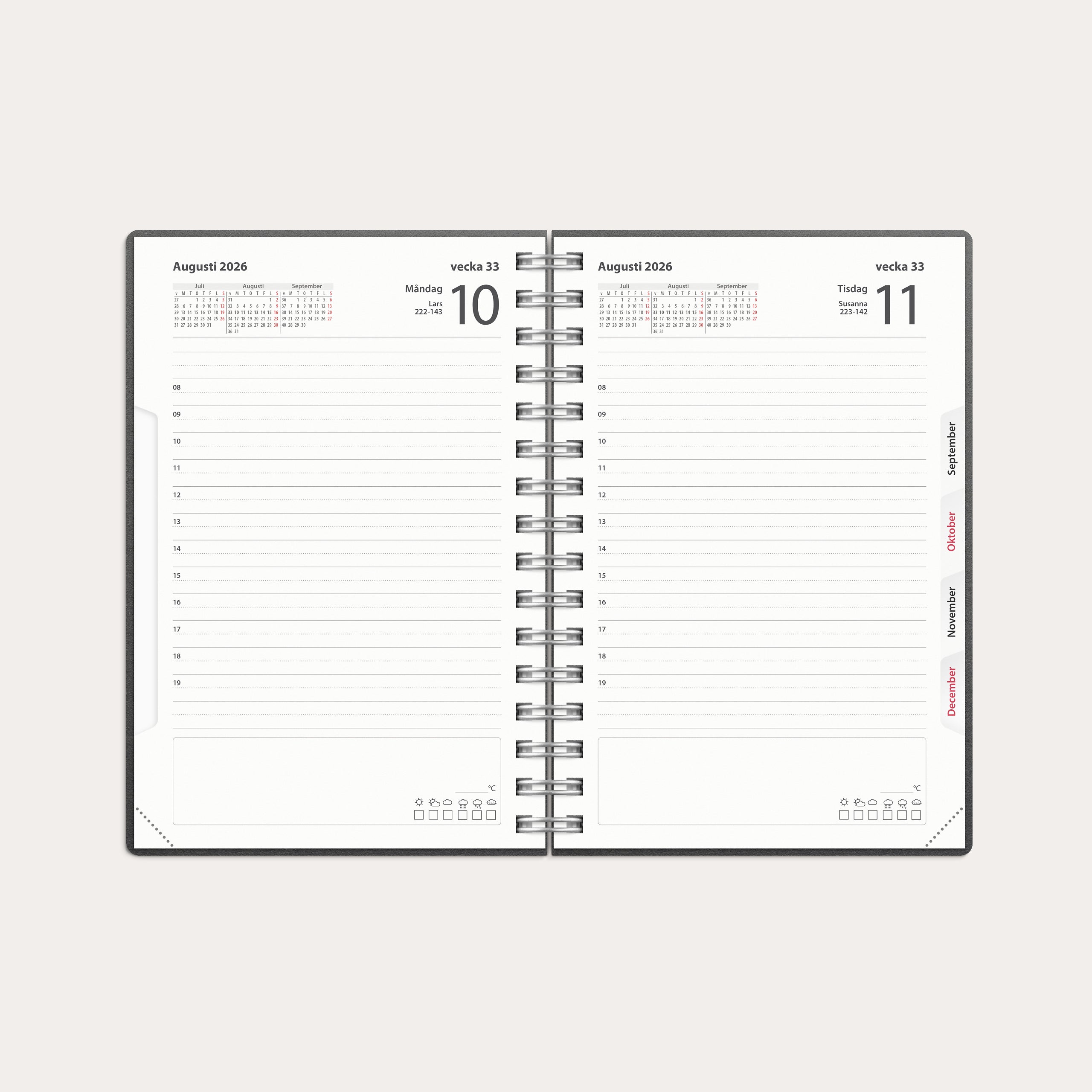 Kalender 2026 Dagbok beige konstläder Tora