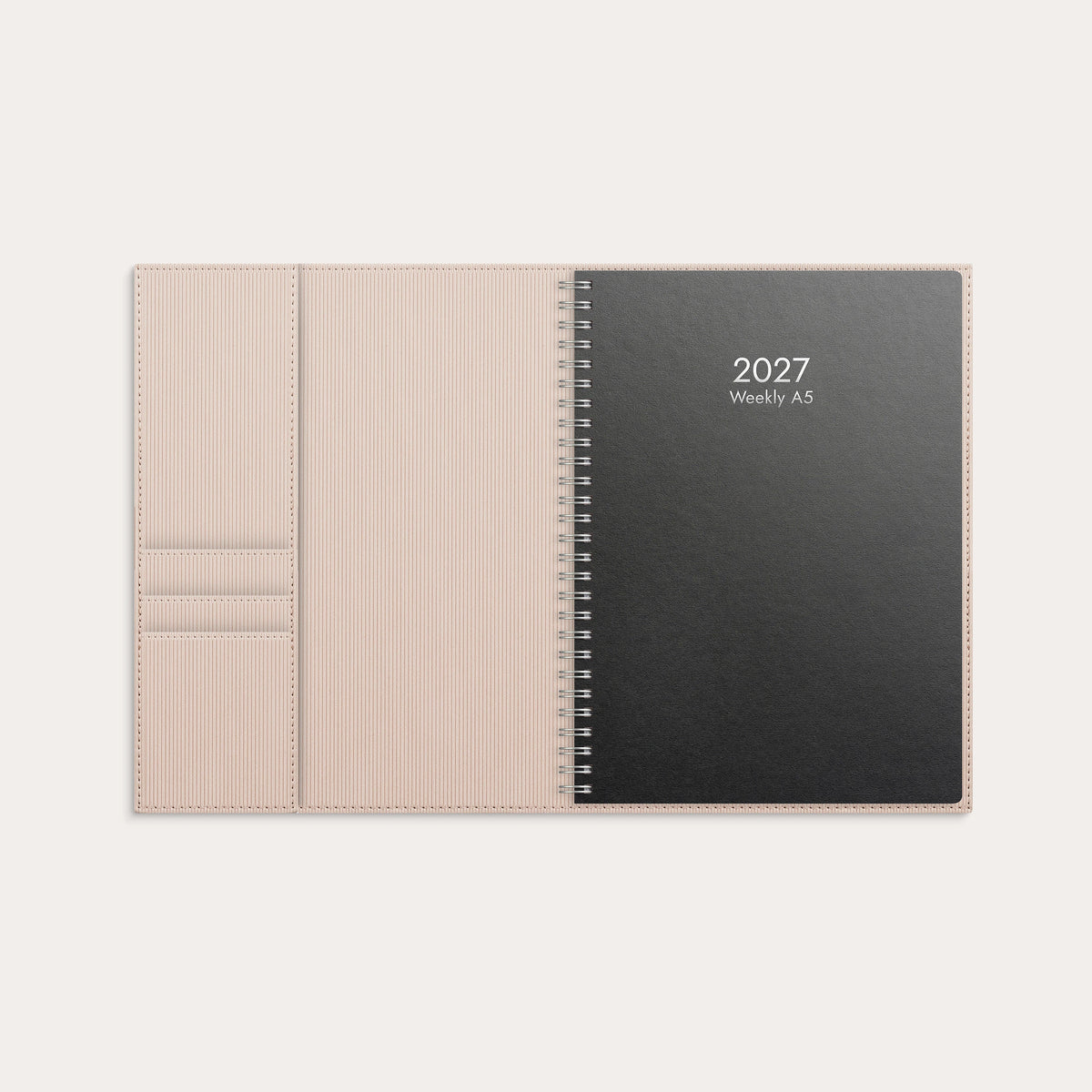 Kalender 2027 Weekly A5 beige konstläder