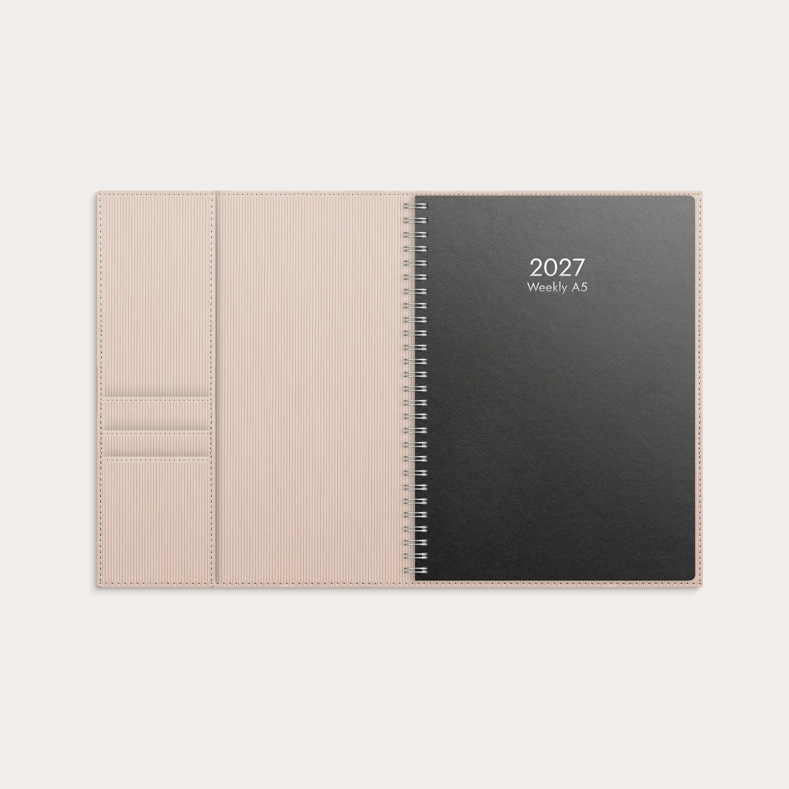 Kalender 2027 Weekly A5 beige konstläder