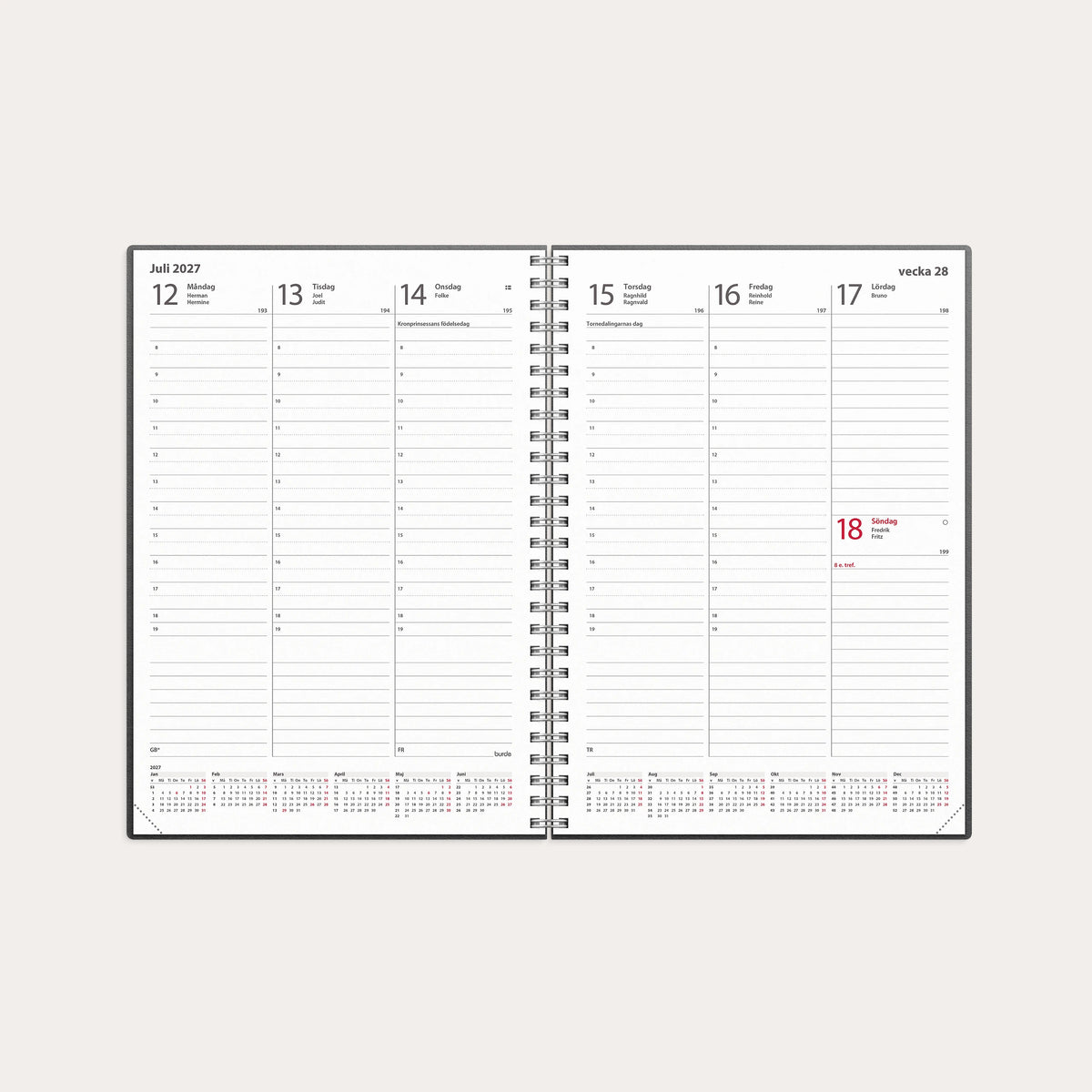 Kalender 2027 Weekly A5 beige konstläder