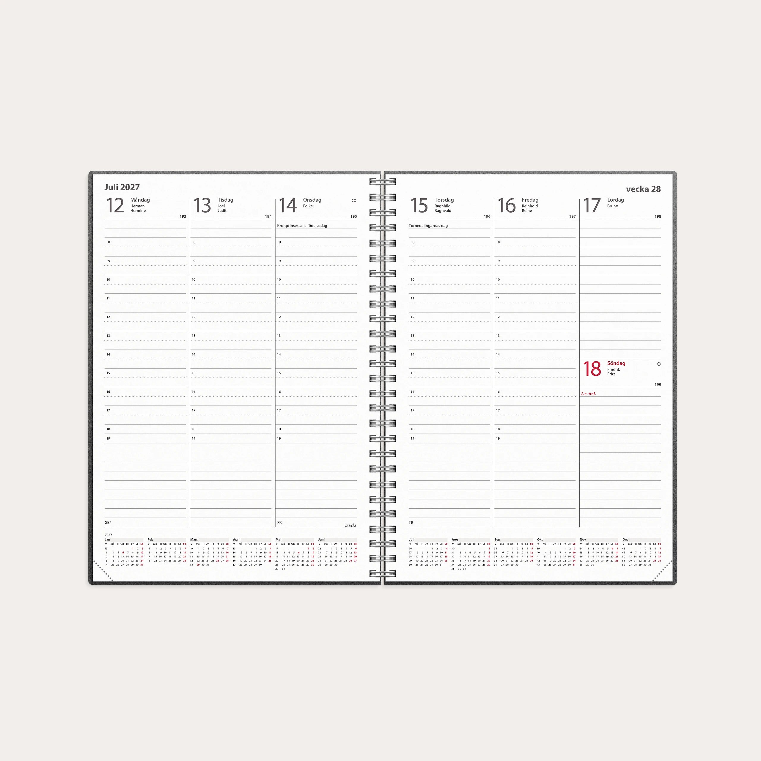 Kalender 2027 Weekly A5 beige konstläder