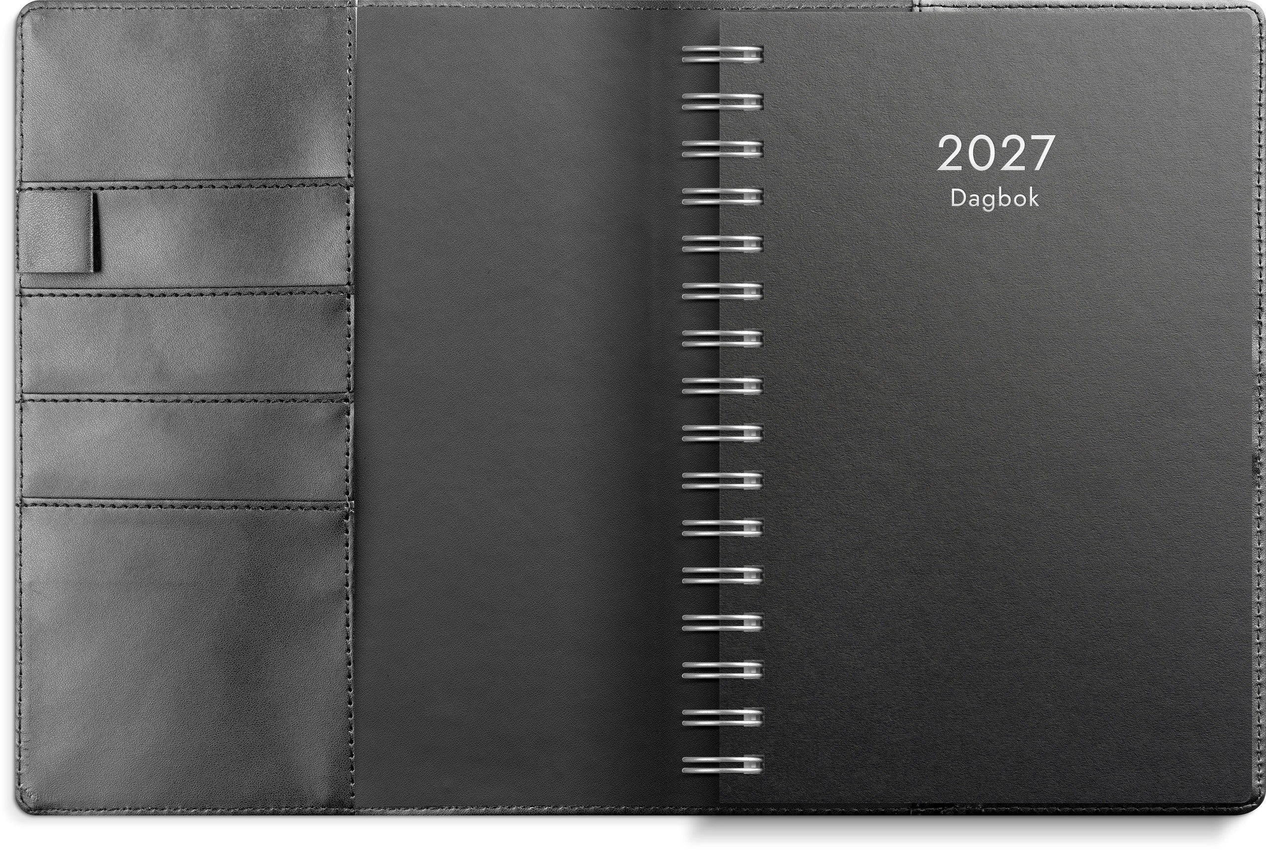 Dagbok 2027 svart konstläder