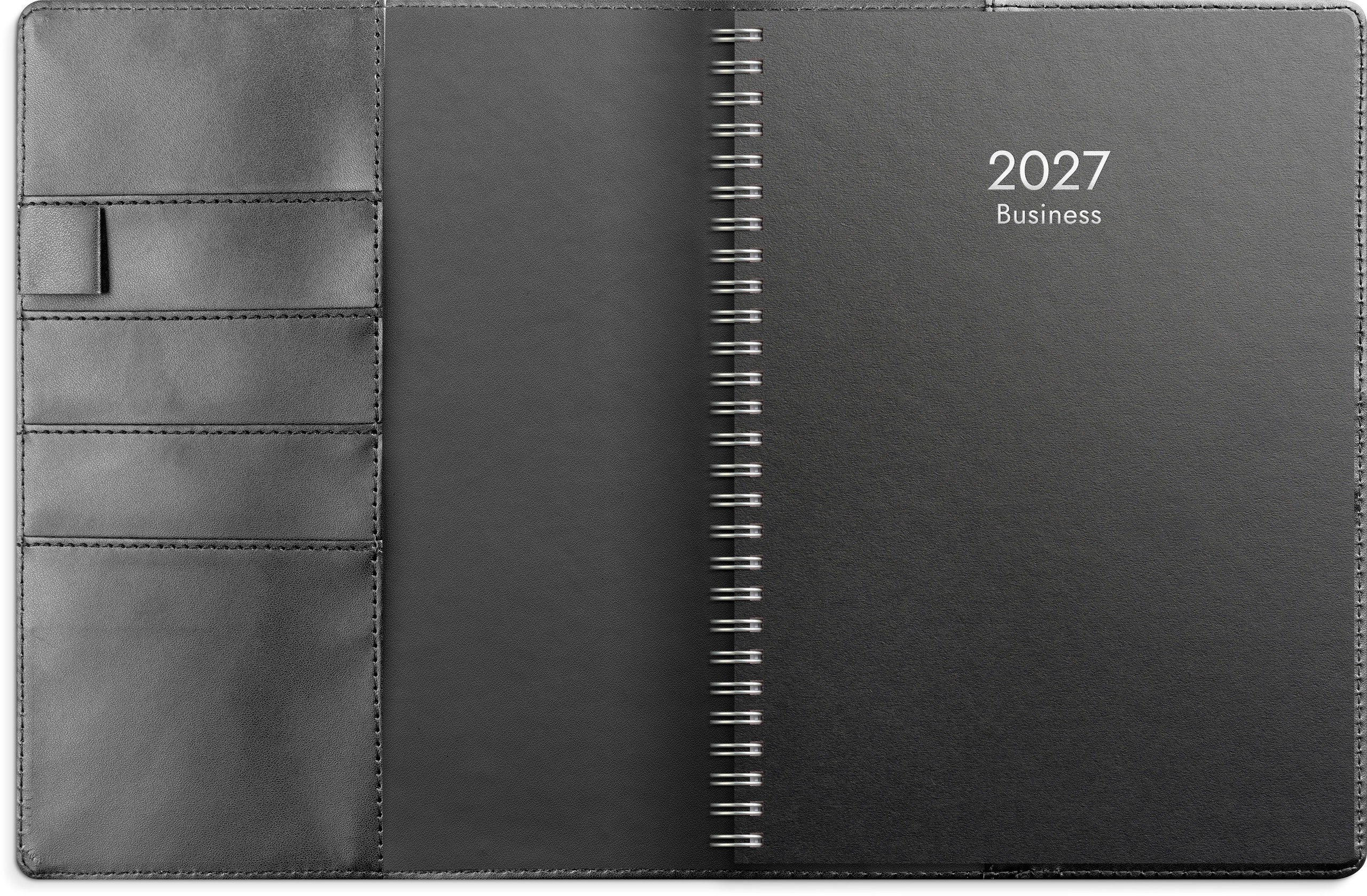 Kalender 2027 Business A5 svart konstläder