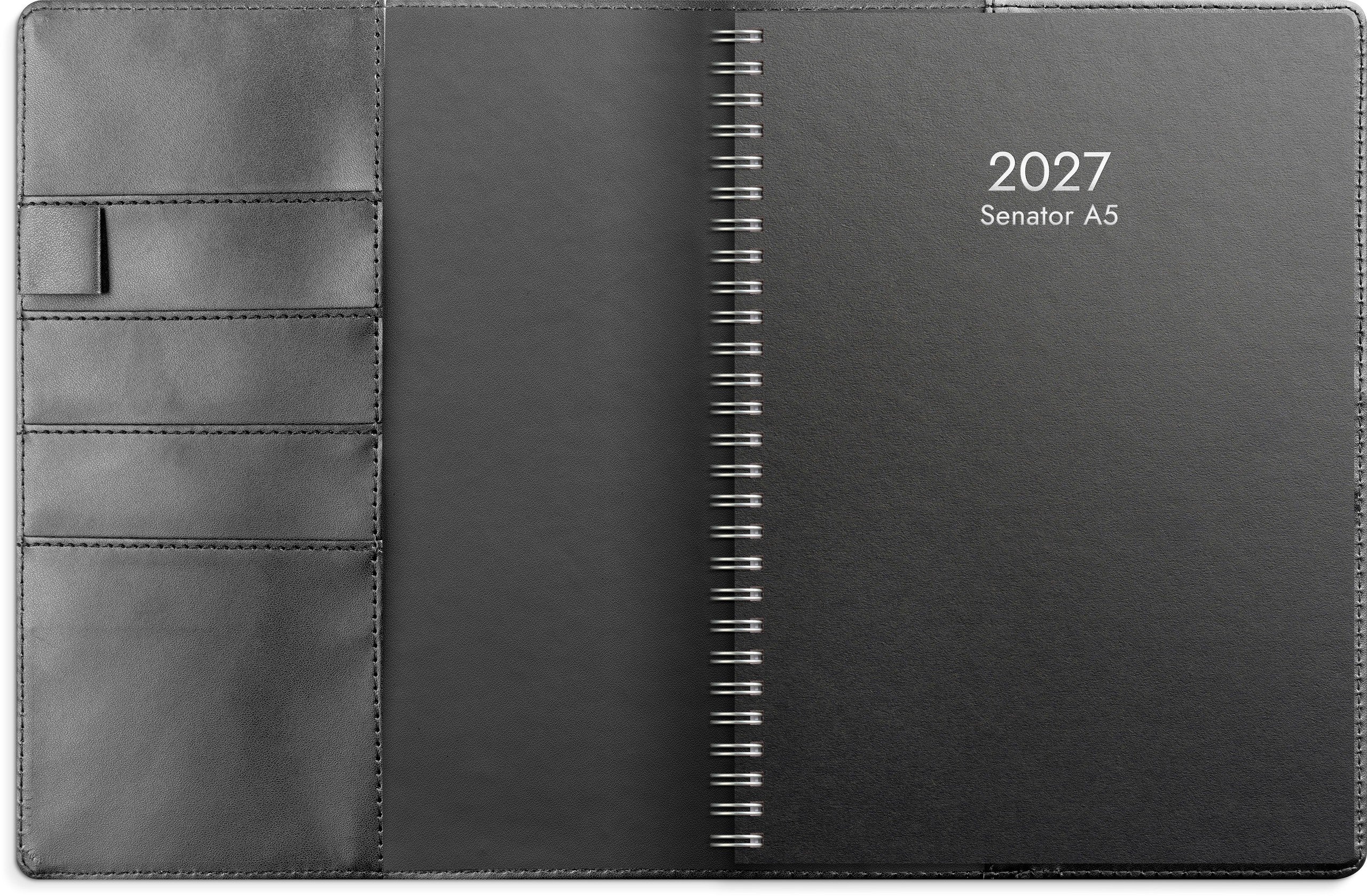 Kalender 2027 Senator A5 svart konstläder