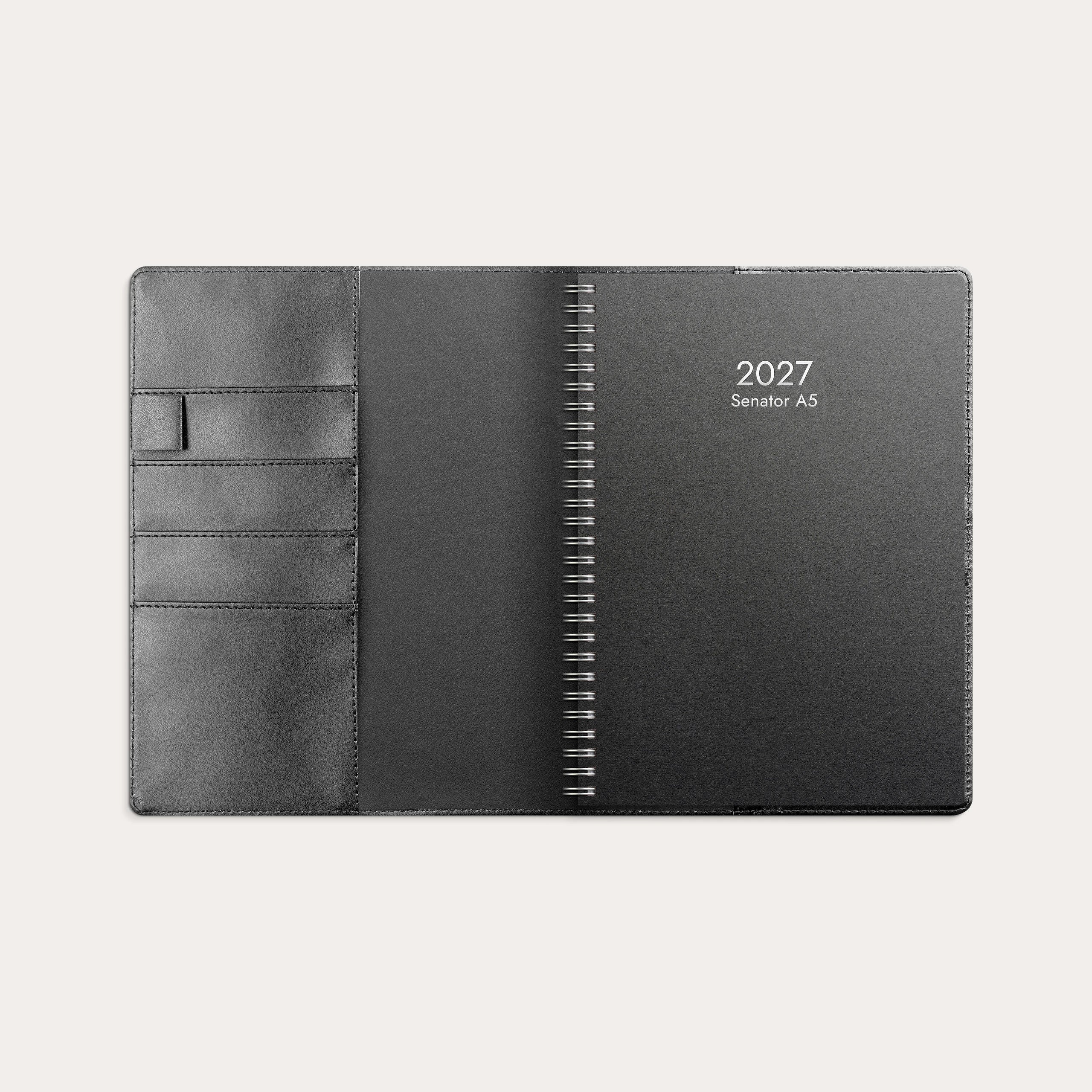Kalender 2027 Senator A5 svart konstläder