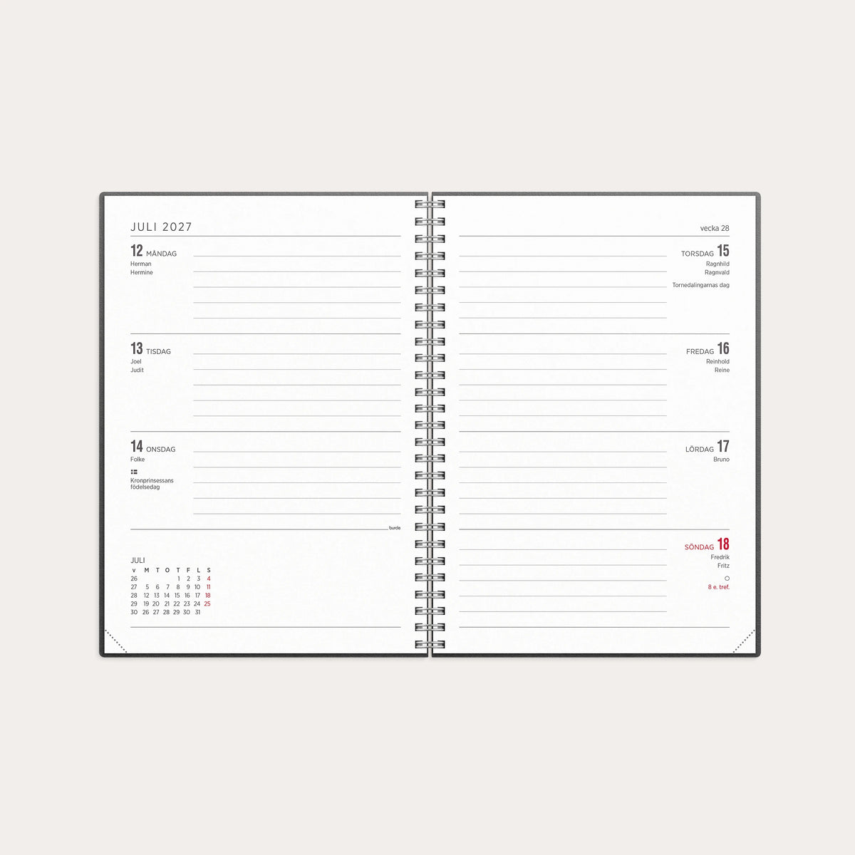 Kalender 2027 Senator A5 svart konstläder