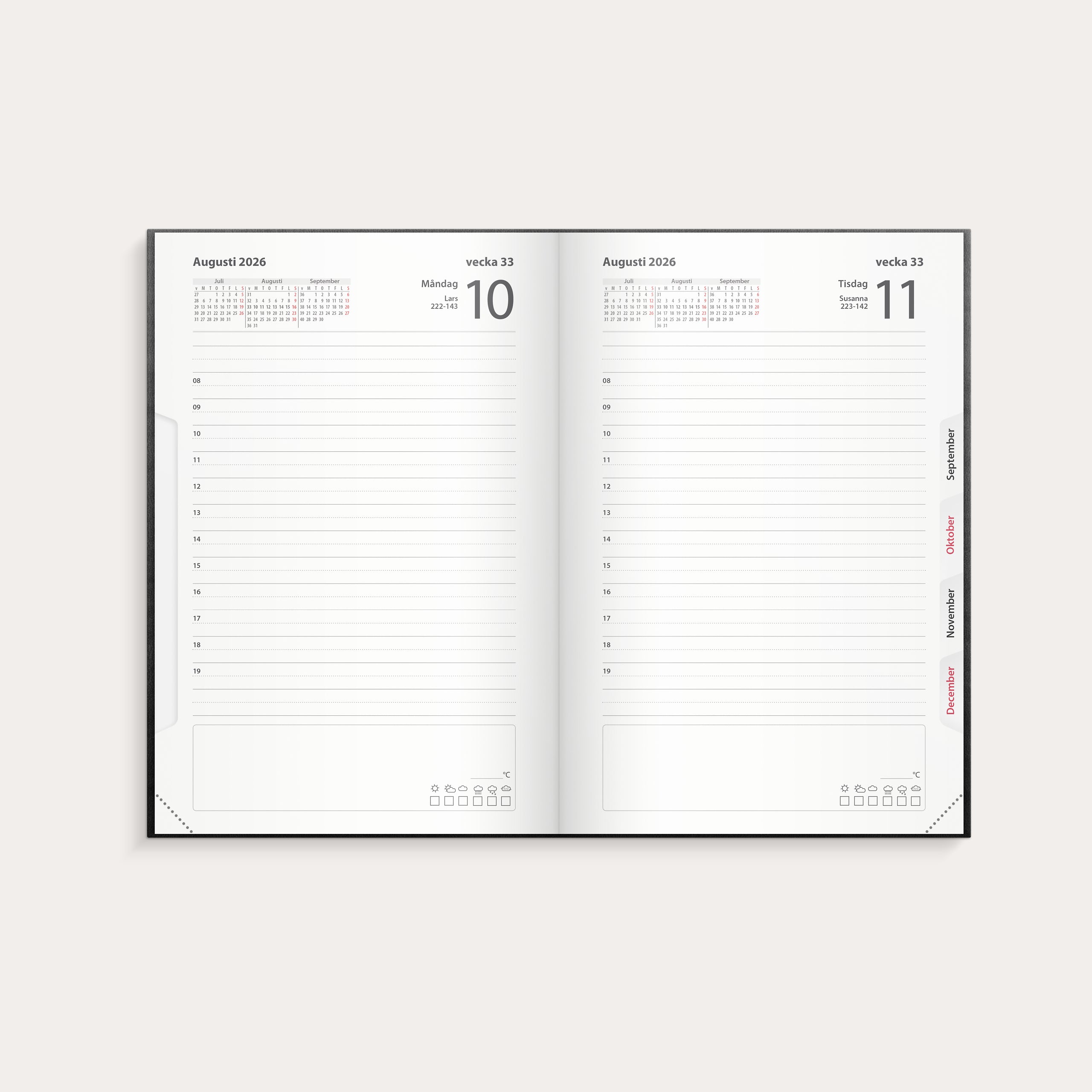 Kalender 2026 Dagbok svart konstläder