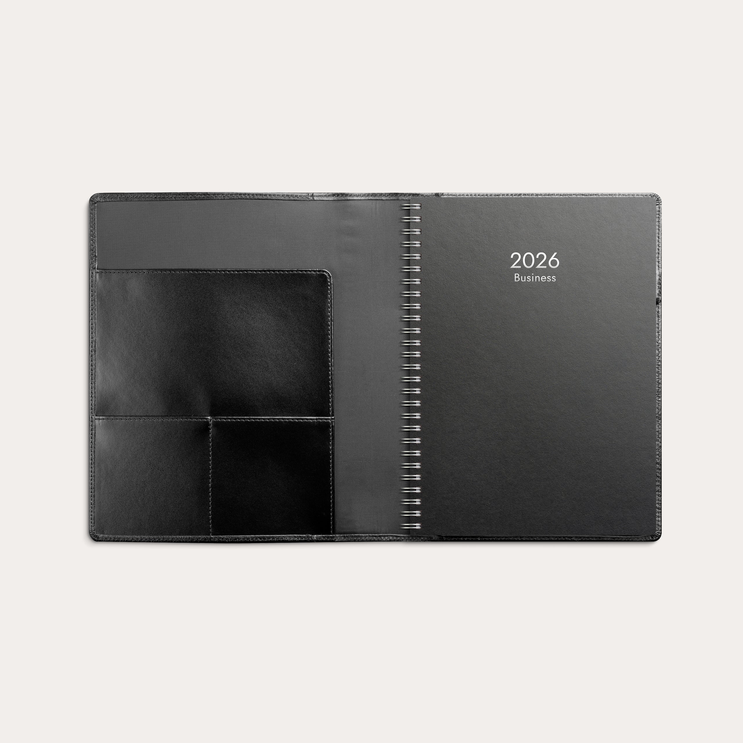 Kalender 2026 Business A5 svart skinn