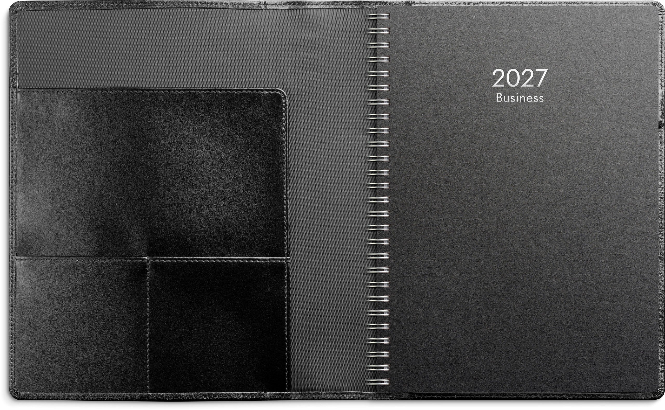 Kalender 2027 Business A5 svart skinn