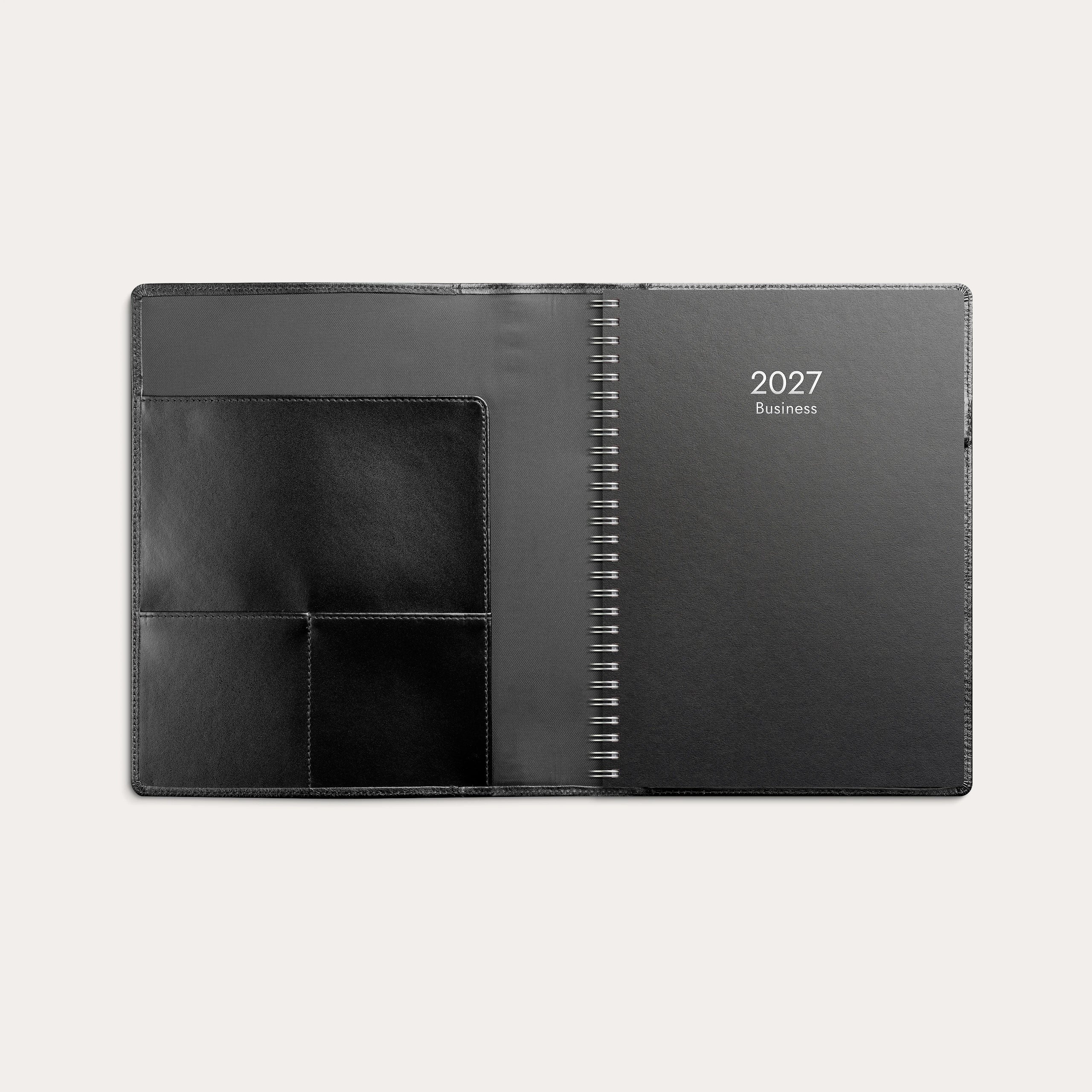 Kalender 2027 Business A5 svart skinn