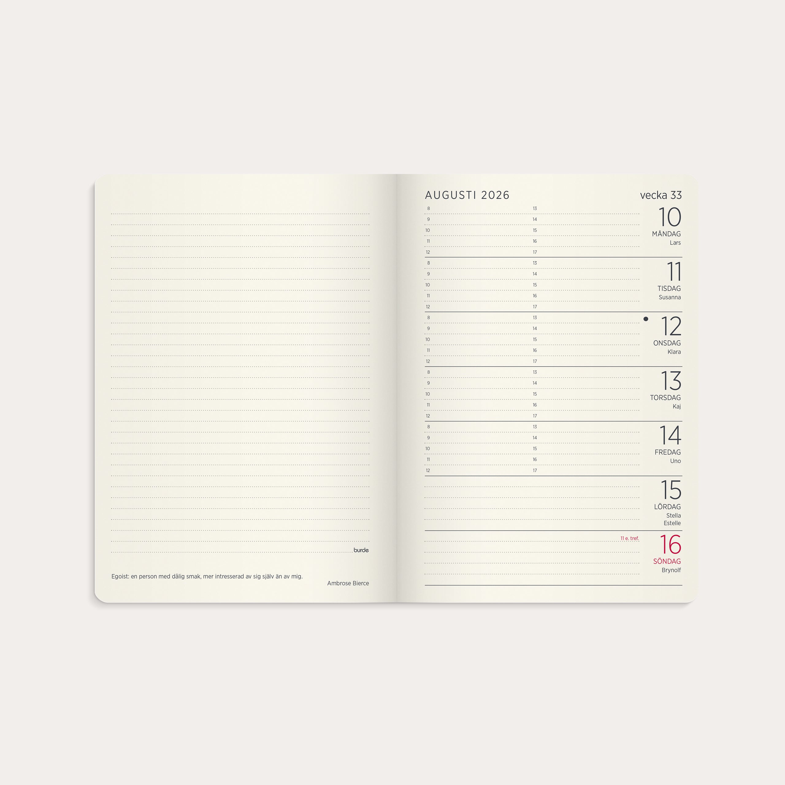 Kalender 2026 Liten Veckokalender Forma Deluxe brun