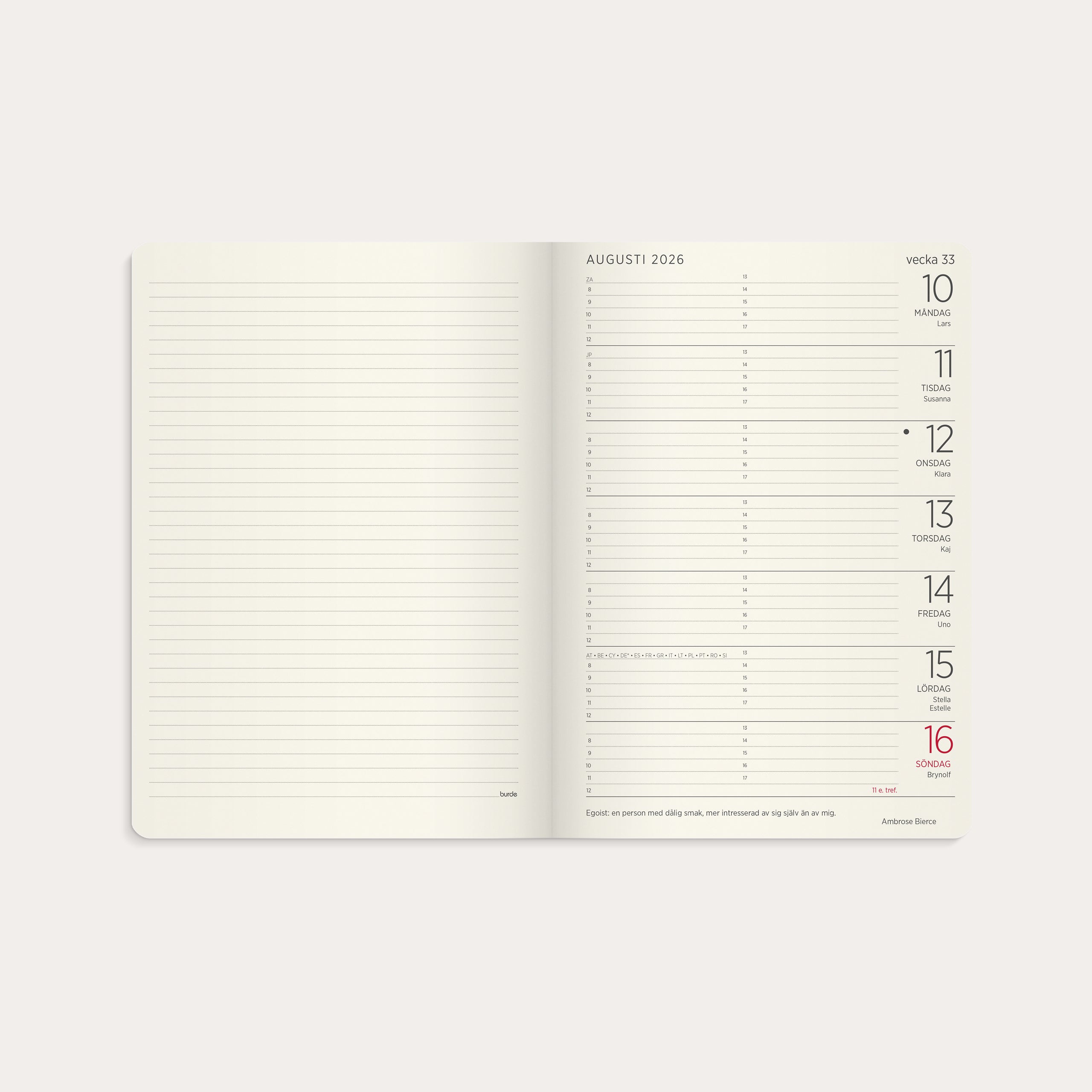 Kalender 2026 Stor Veckokalender Forma Deluxe svart