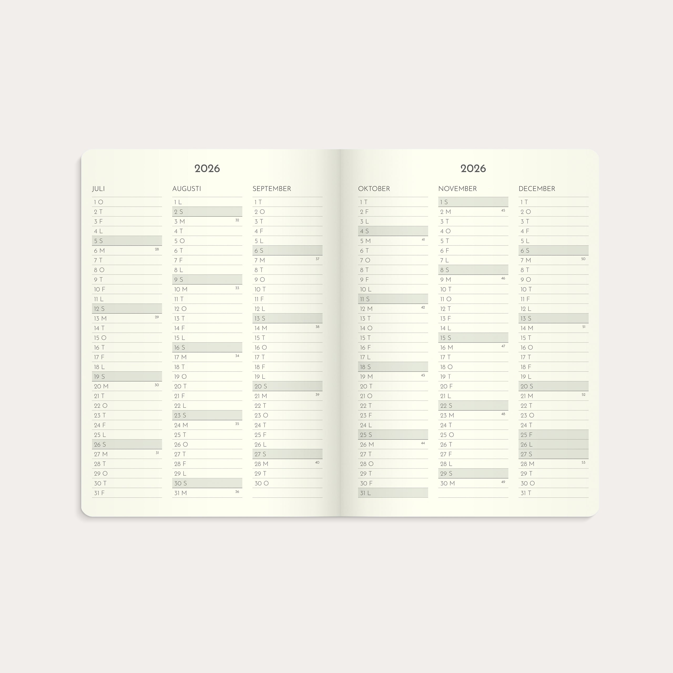 Kalender 2026 Weekly Deluxe