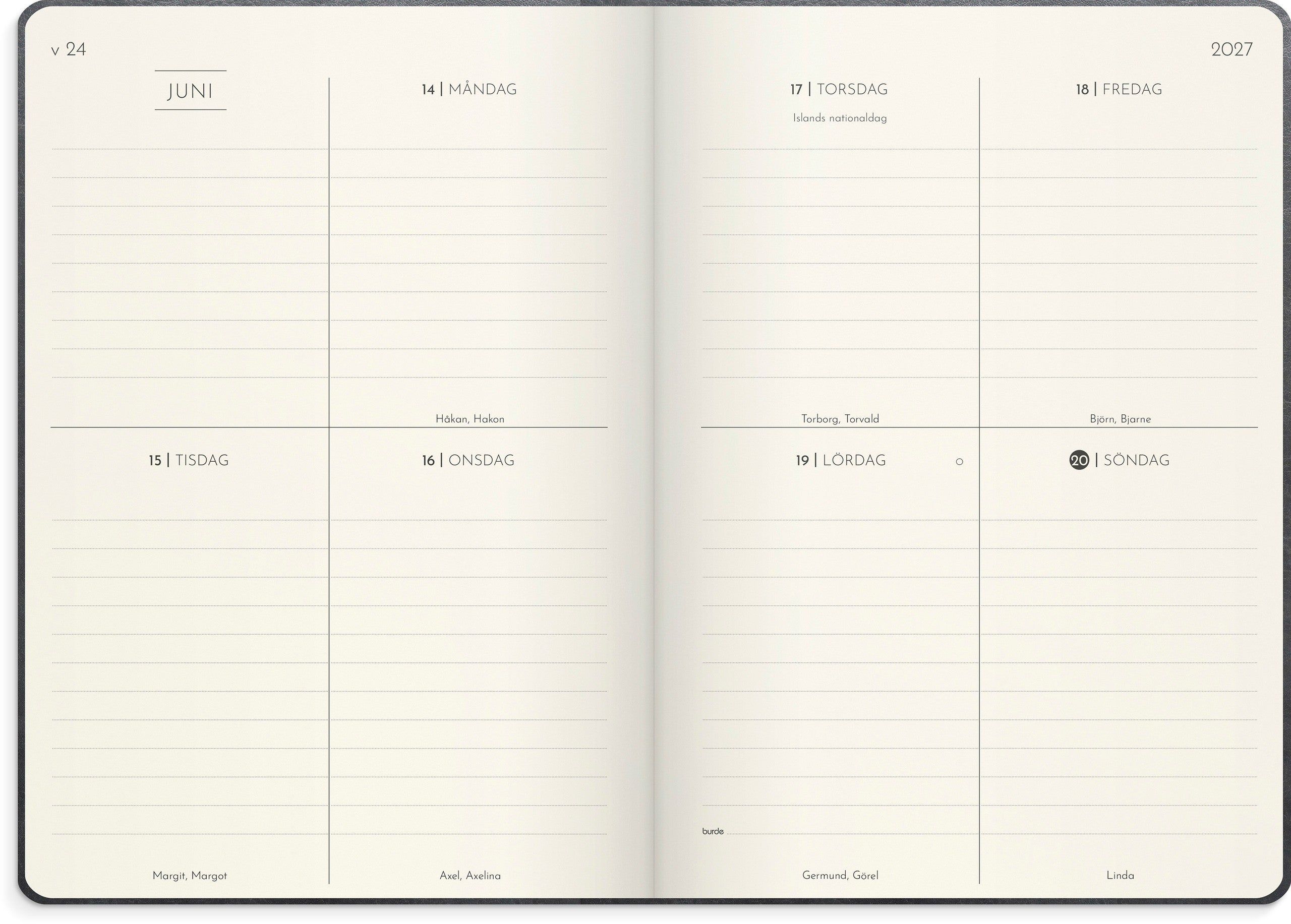 Kalender 2027 Weekly Deluxe
