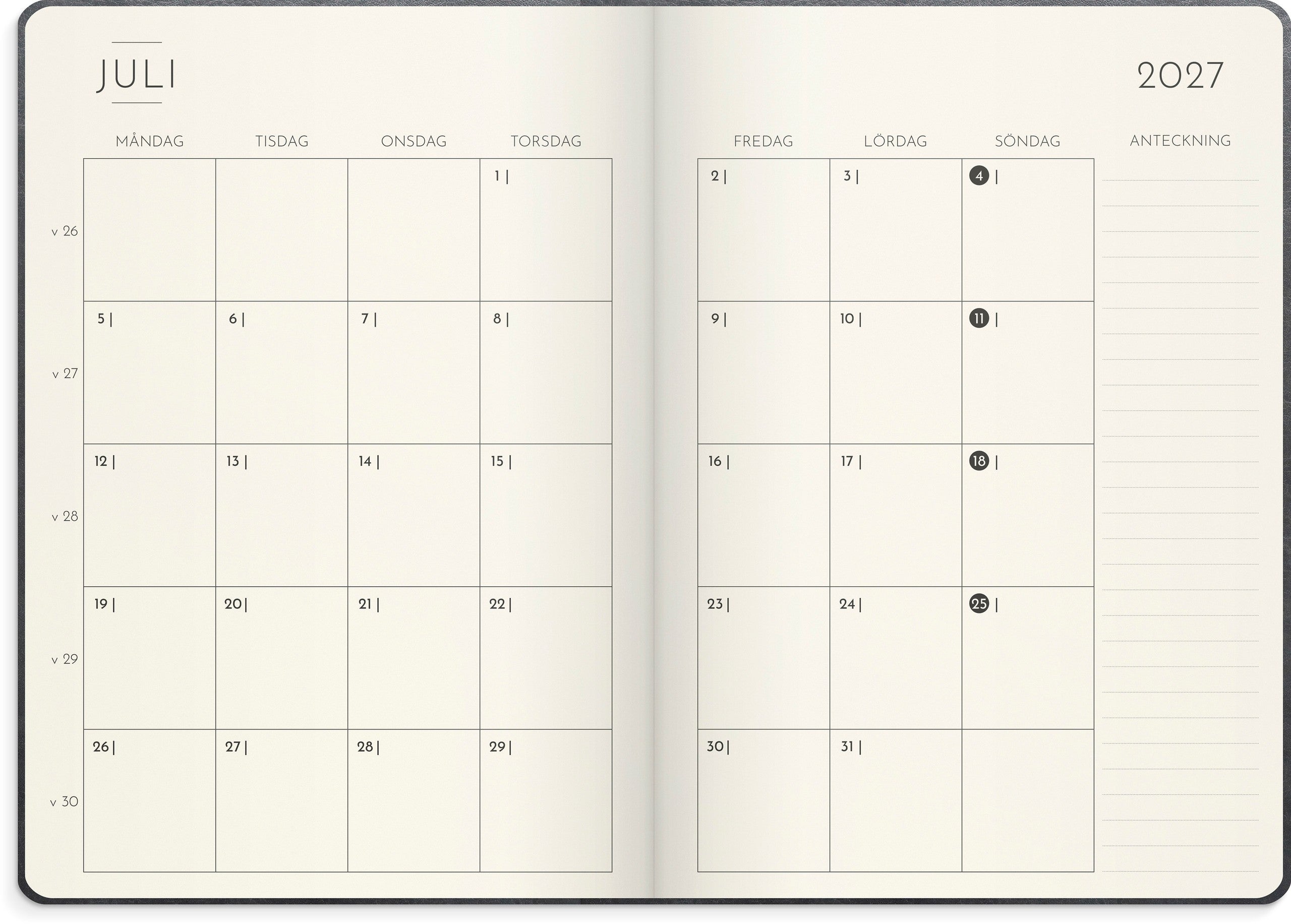 Kalender 2027 Weekly Deluxe