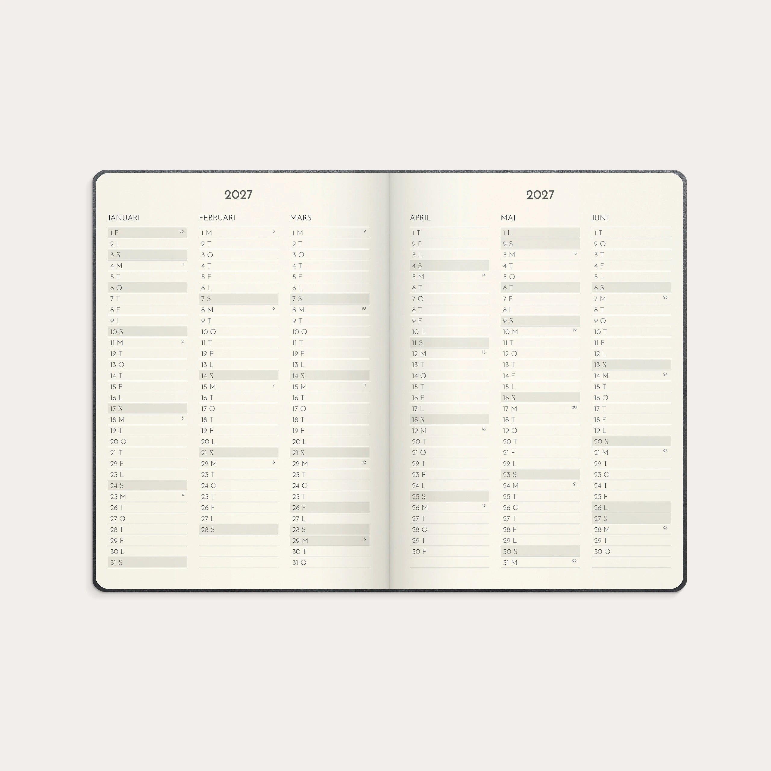 Kalender 2027 Weekly Deluxe