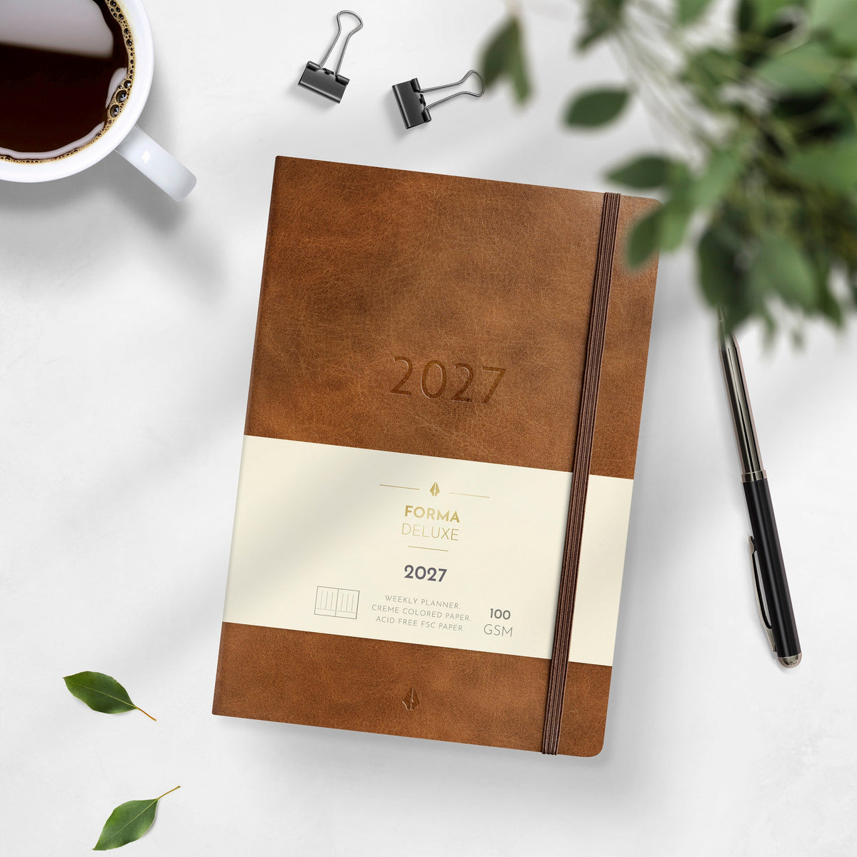 Kalender 2027 Agency A5 Forma Deluxe brun