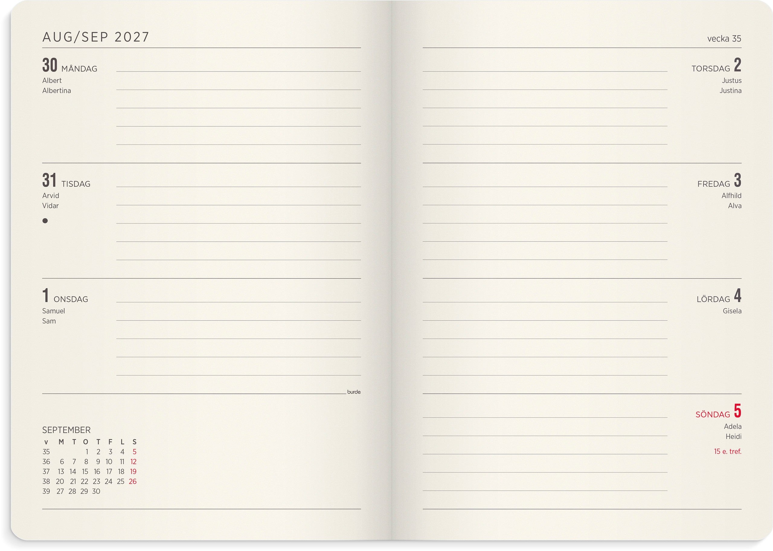 Kalender 2027 Senator A5 Forma Deluxe mocka grön
