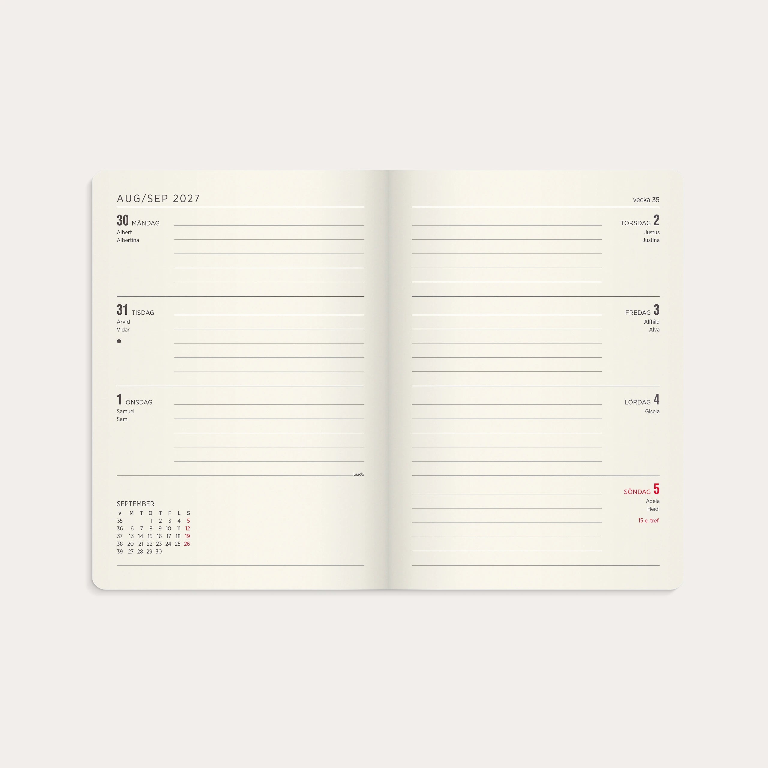 Kalender 2027 Senator A5 Forma Deluxe mocka grön