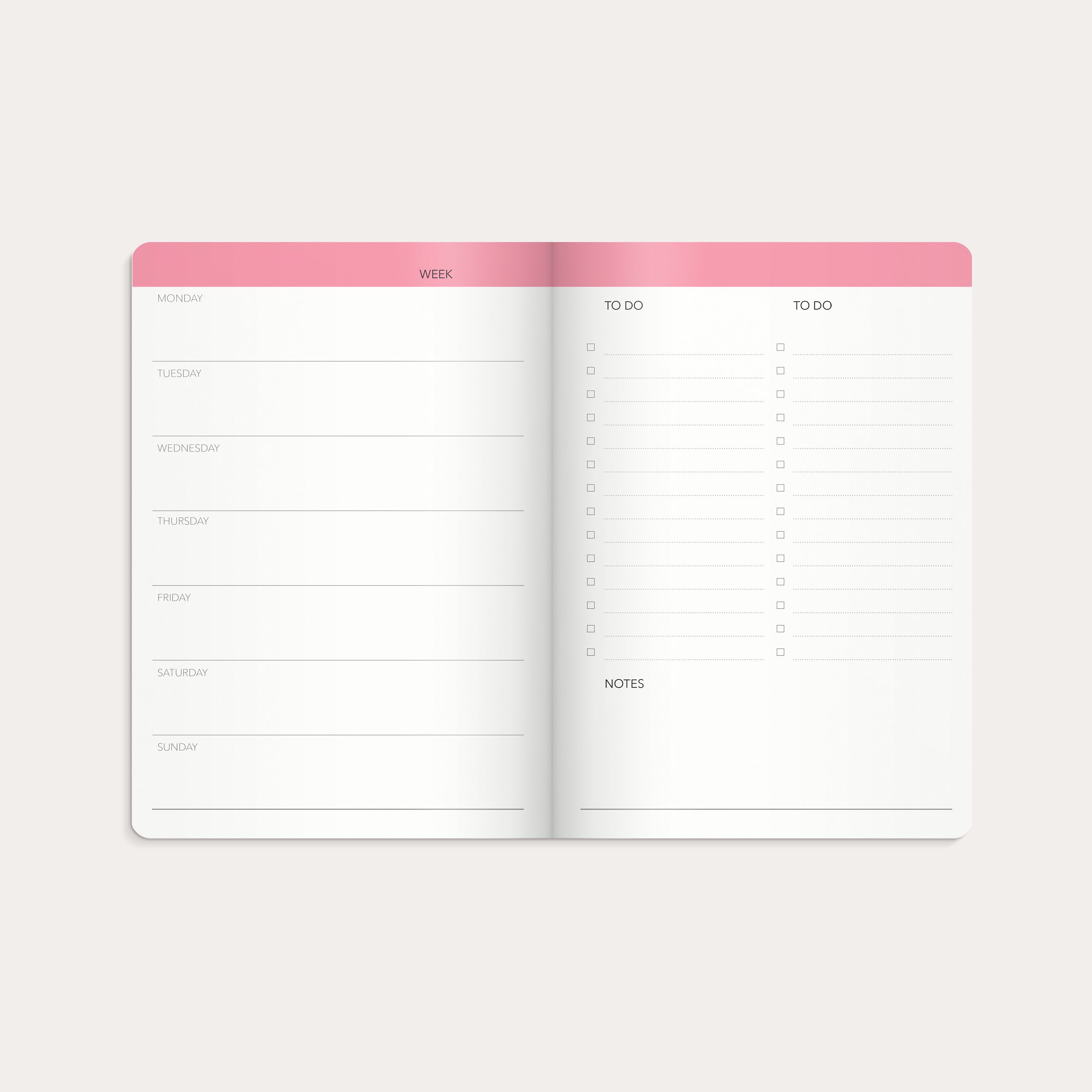 Week Planner undated pink