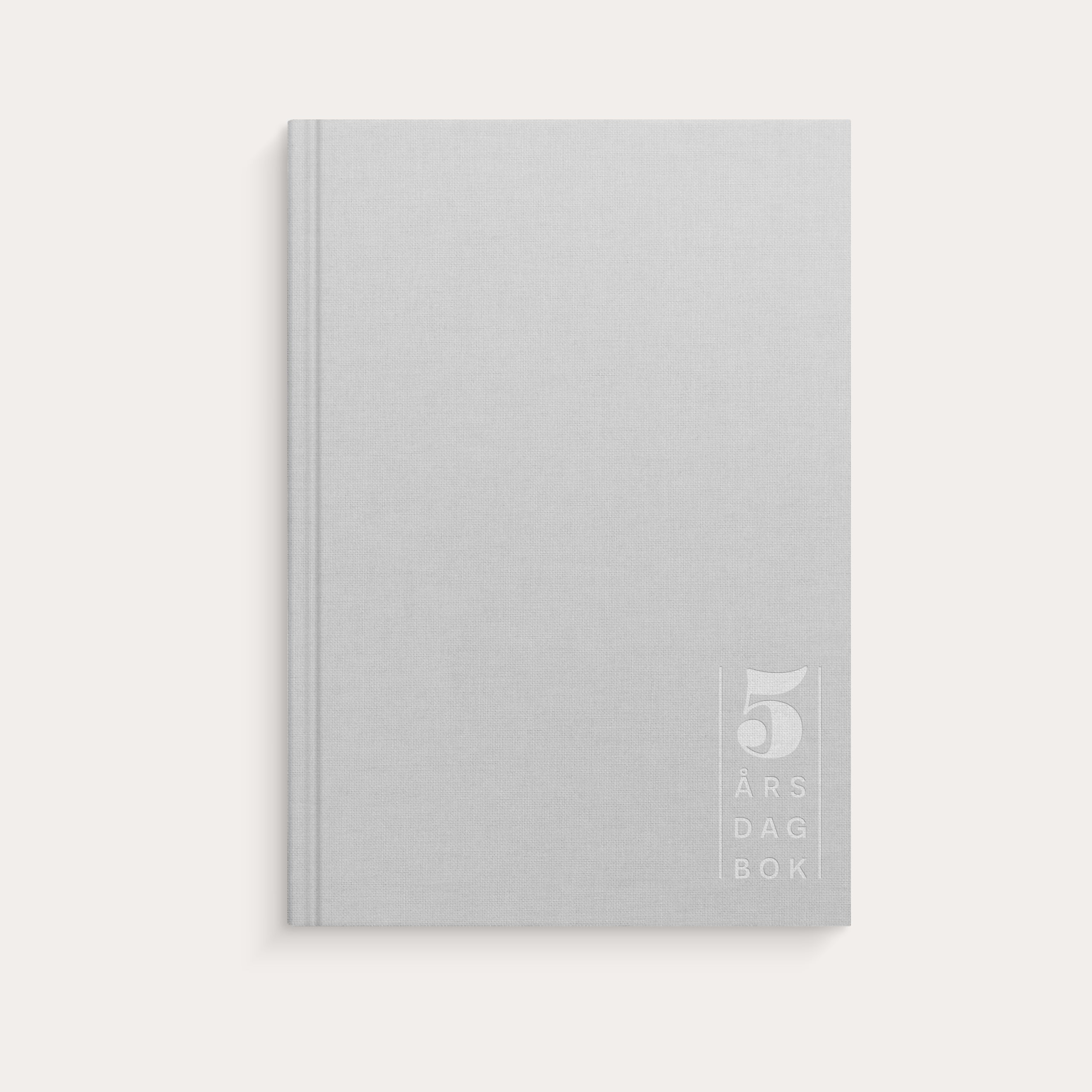 5-årsdagbok ljusgrå linnetextil