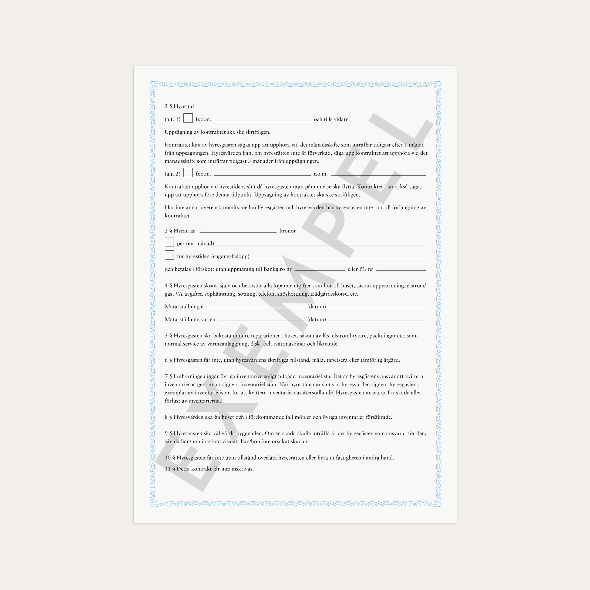 Hyreskontrakt villa 2 st – detail view