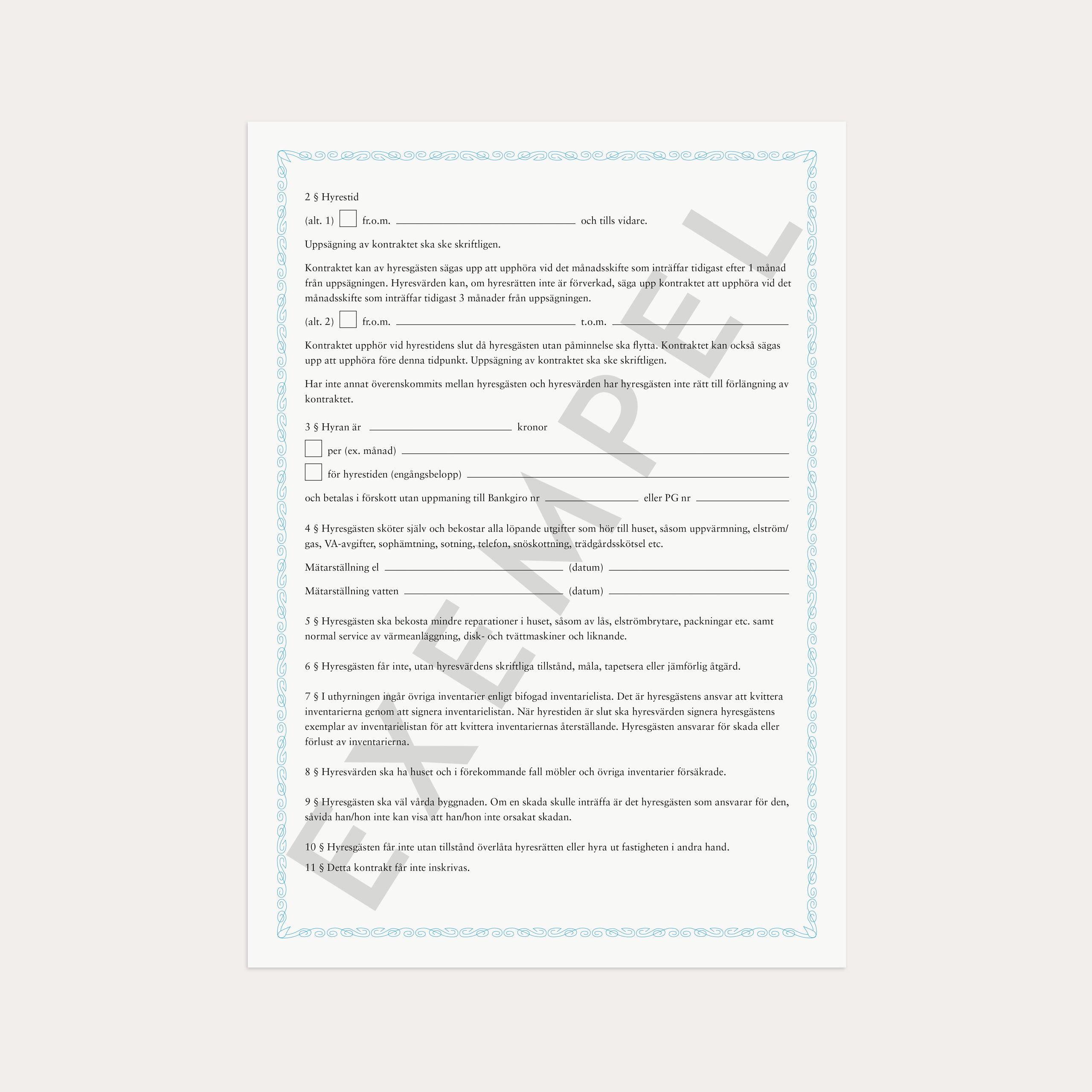 Hyreskontrakt villa 2 st – detail view
