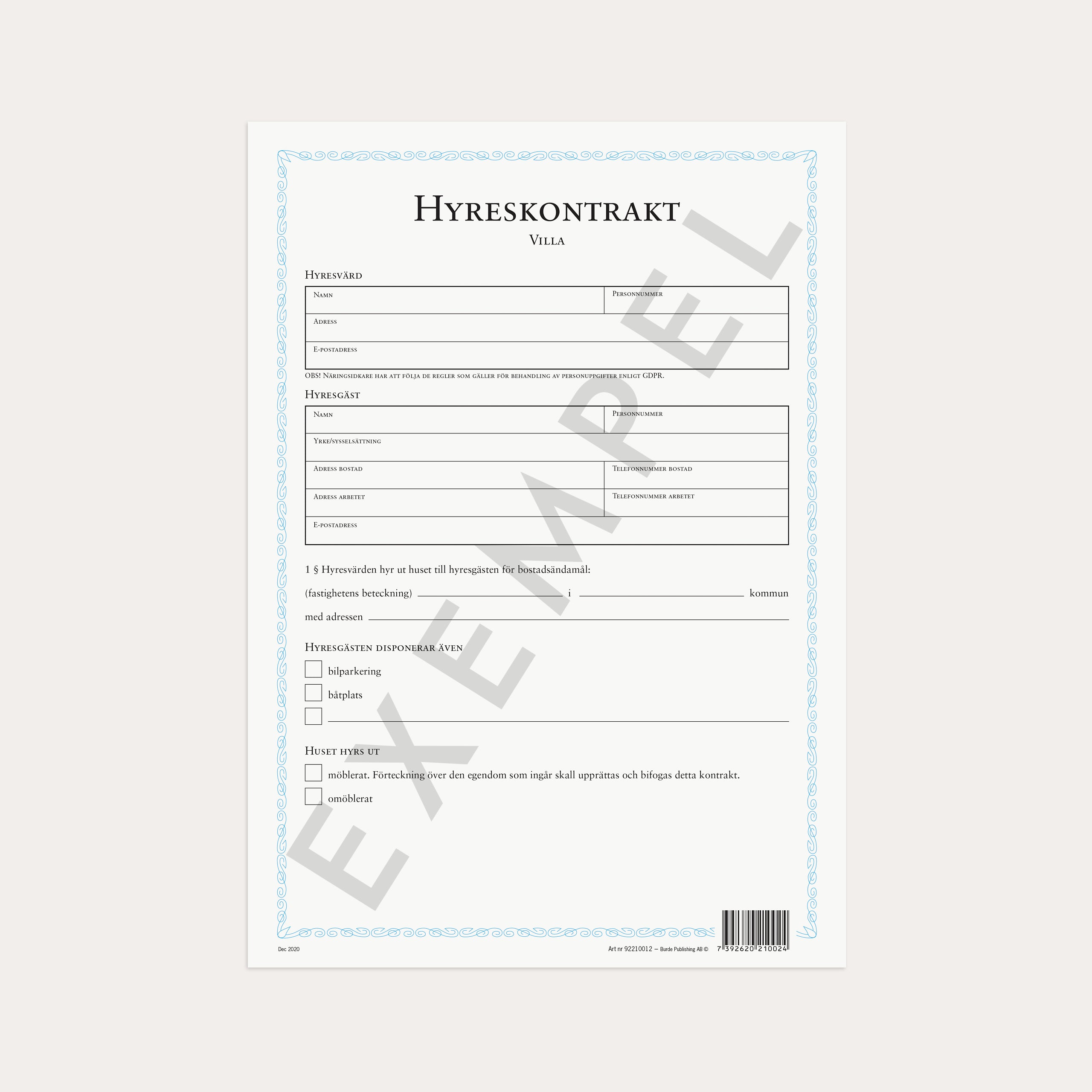 Hyreskontrakt villa 2 st