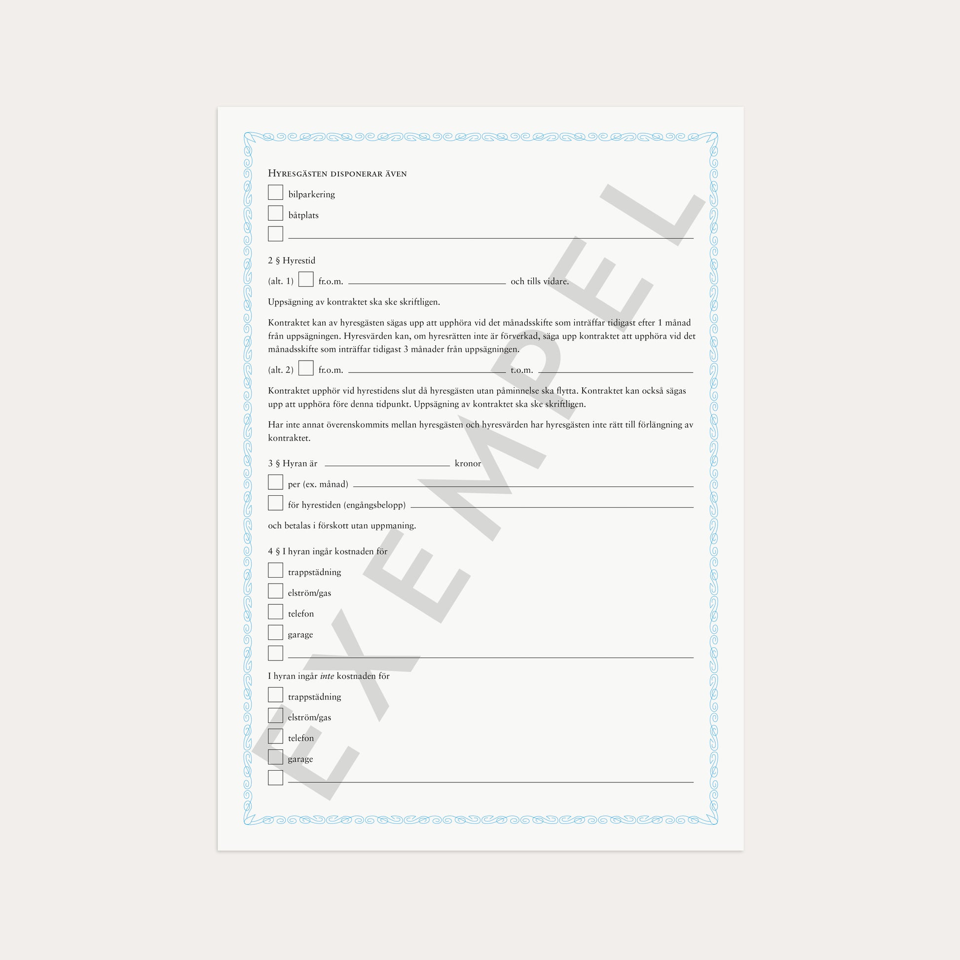 Hyreskontrakt lgh i 2:a hand + borgensförb 2 st – detail view