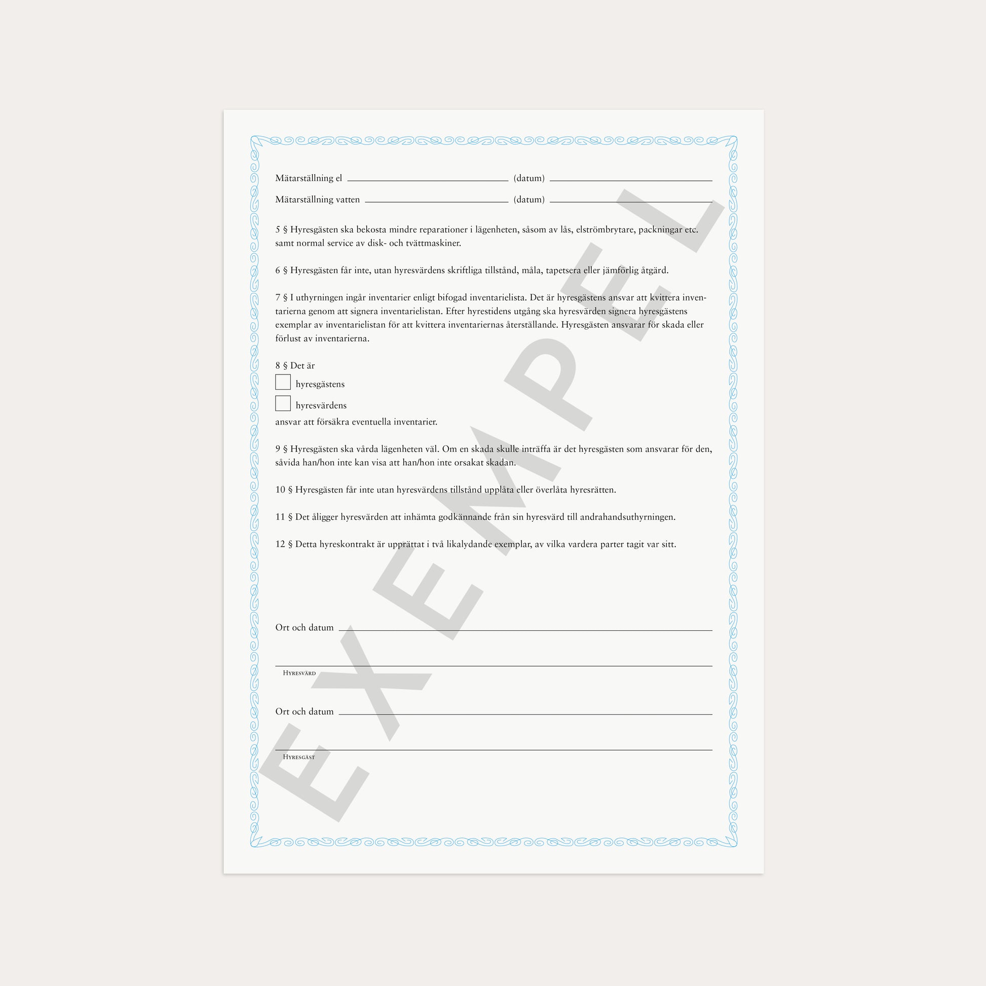 Hyreskontrakt lgh i 2:a hand + borgensförb 2 st – detail view