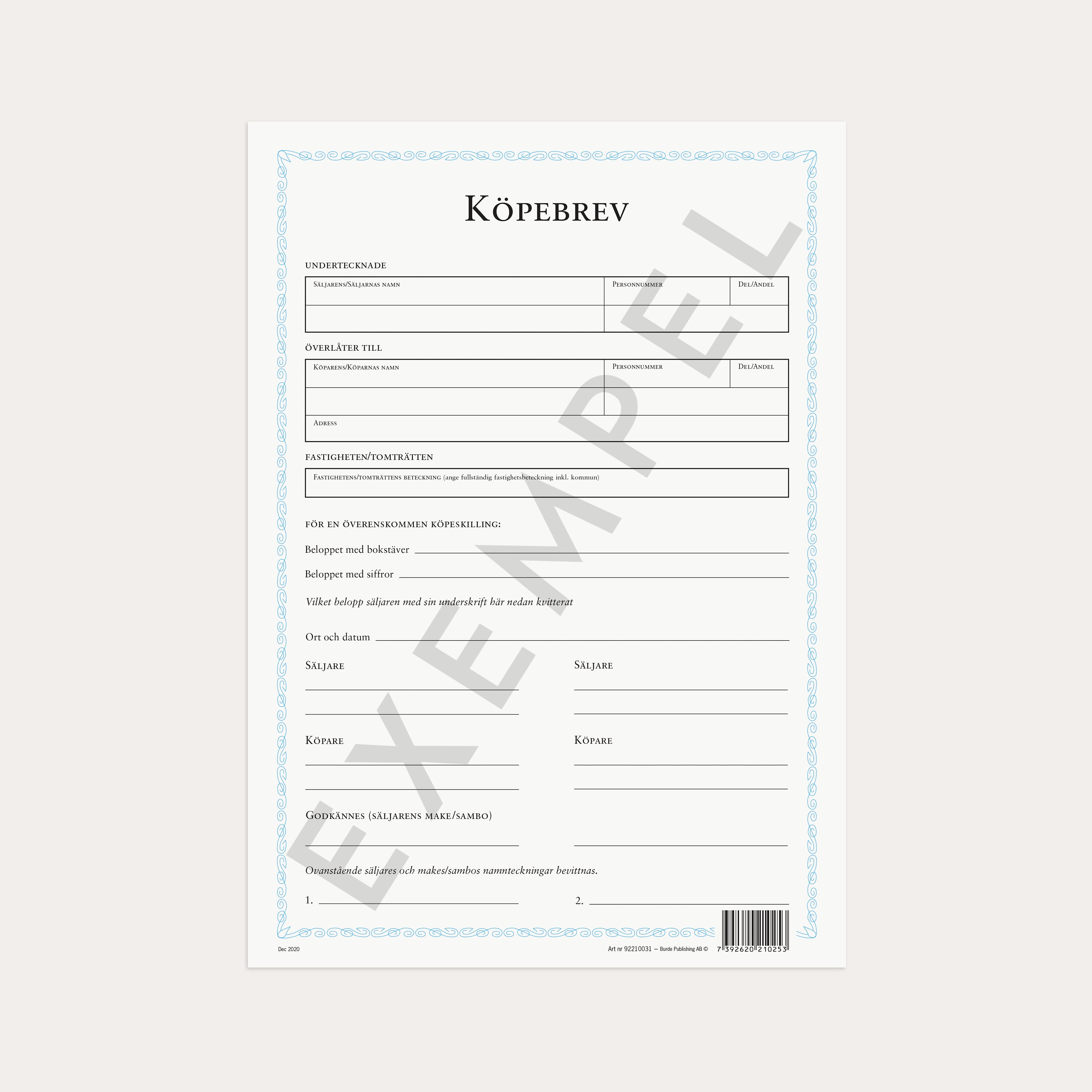 Köpebrev fastighet/tomträtt