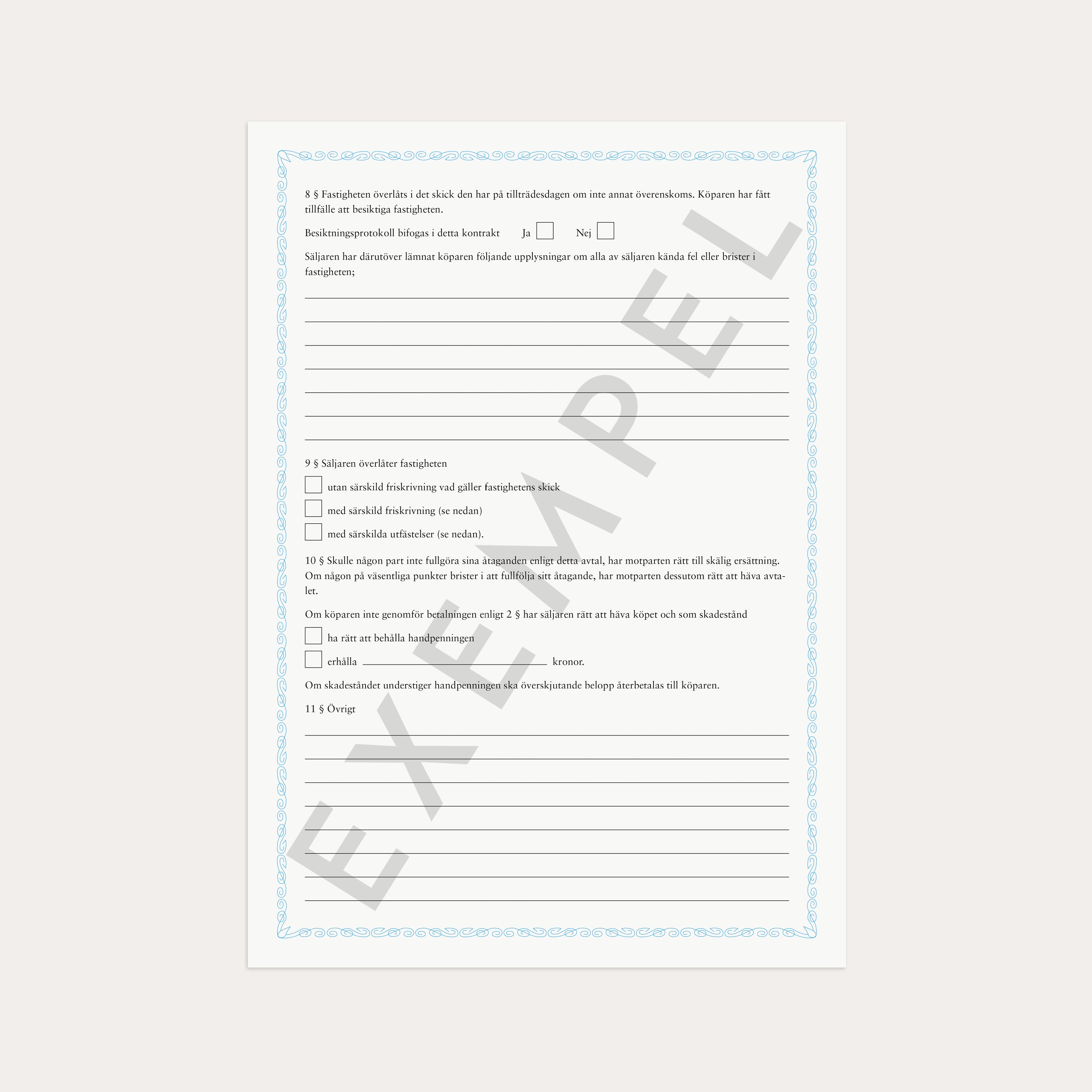 Köpekontrakt fastighet/tomträtt 2 st