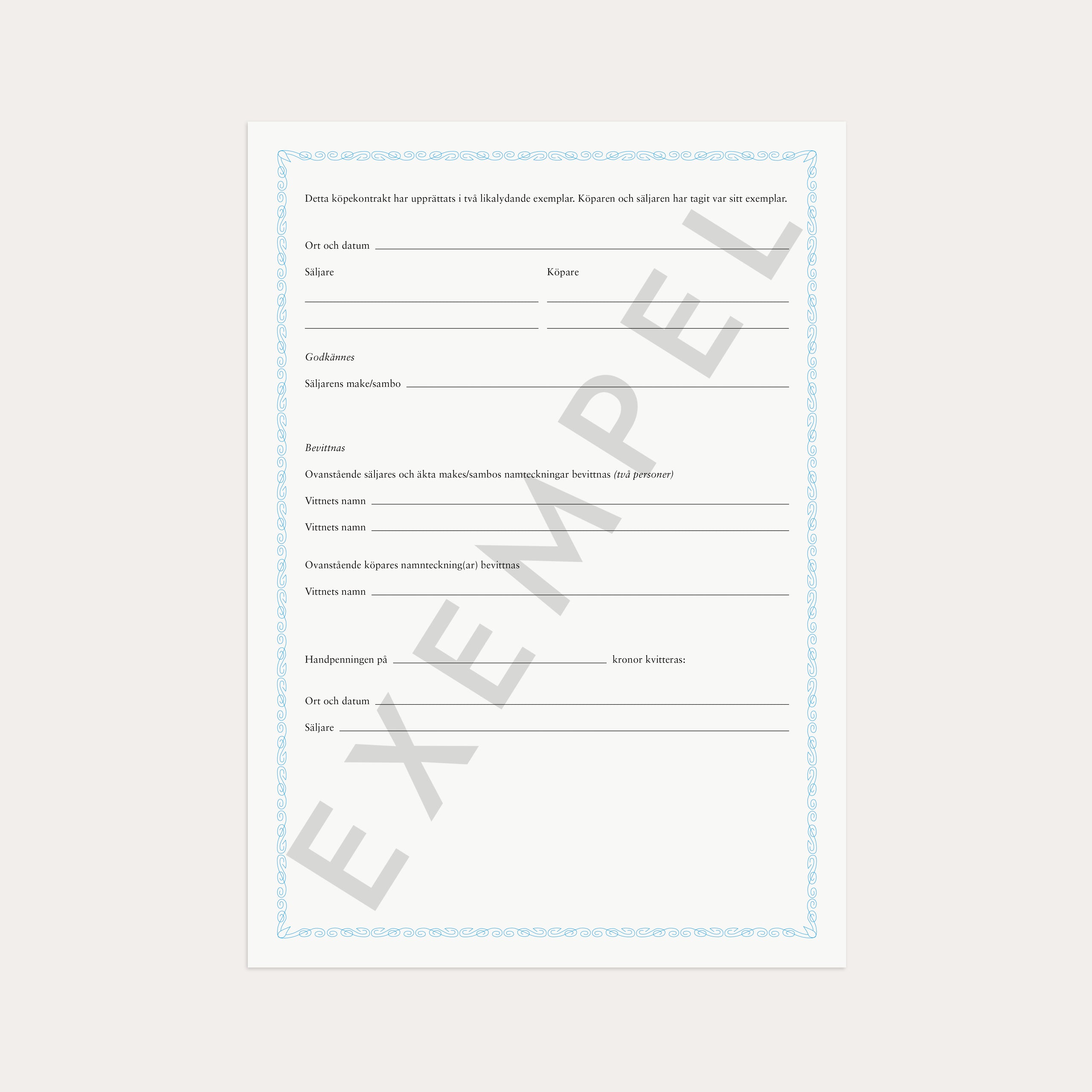 Köpekontrakt fastighet/tomträtt 2 st