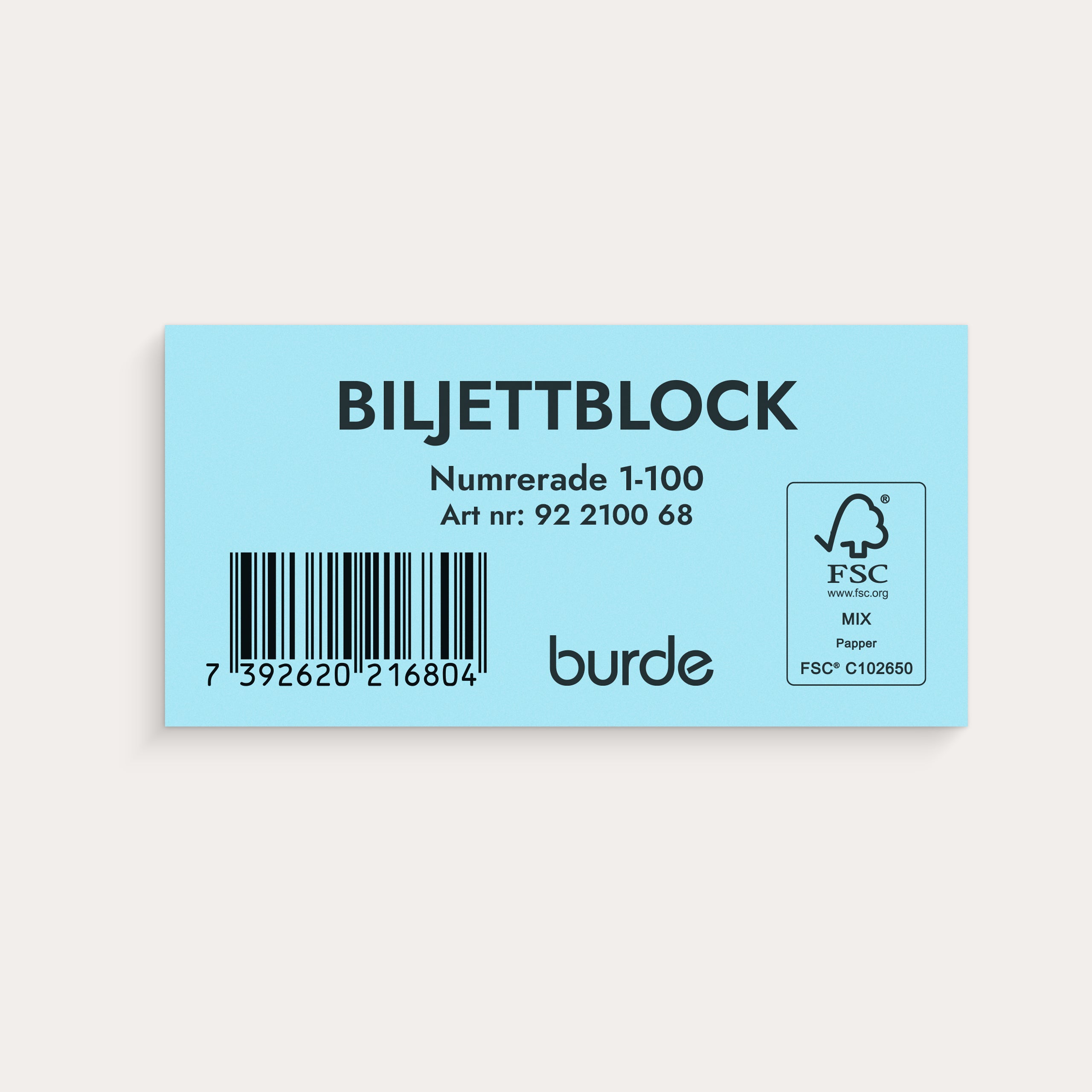 Biljettblock 1-100 blå