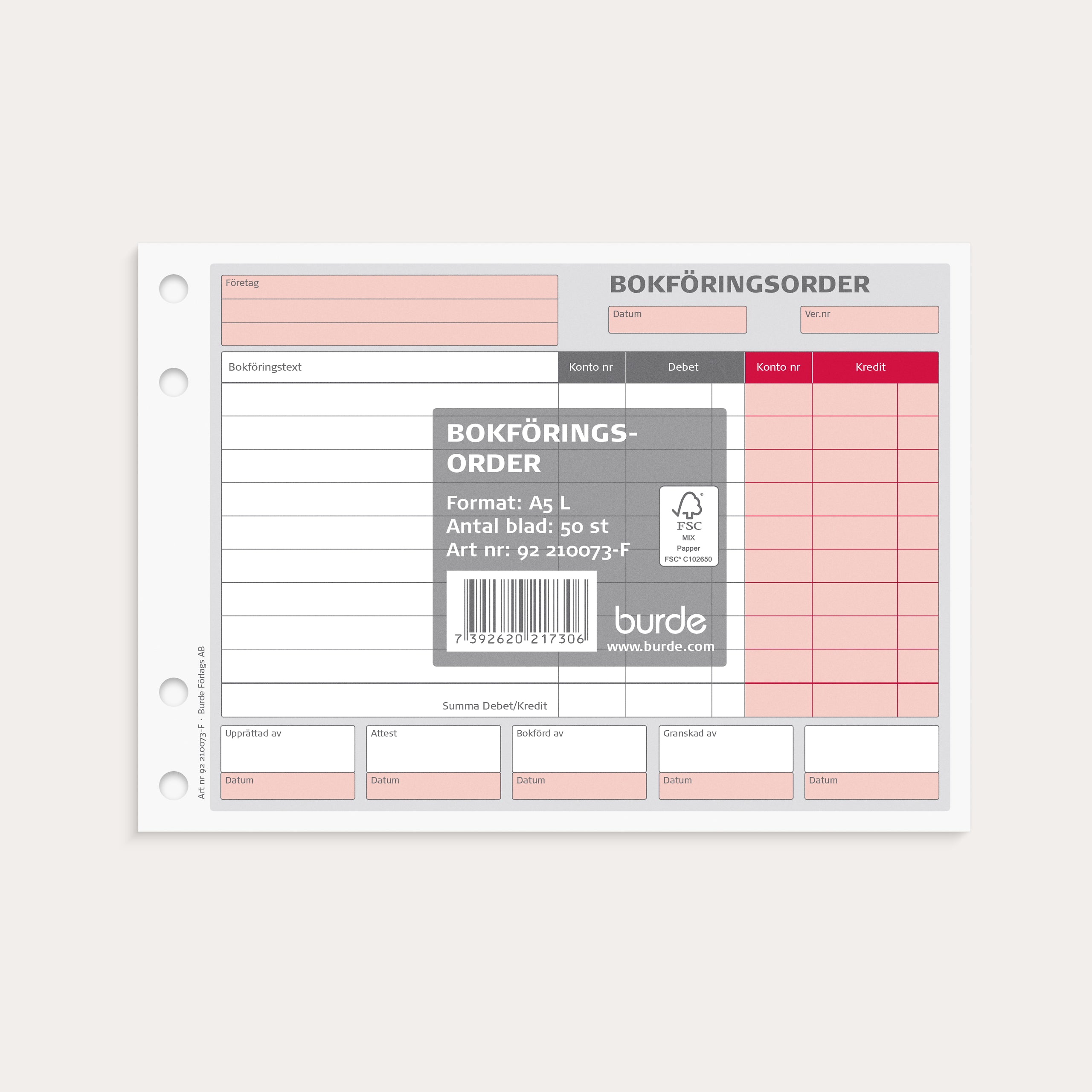 Bokföringsorder A5L 50 blad