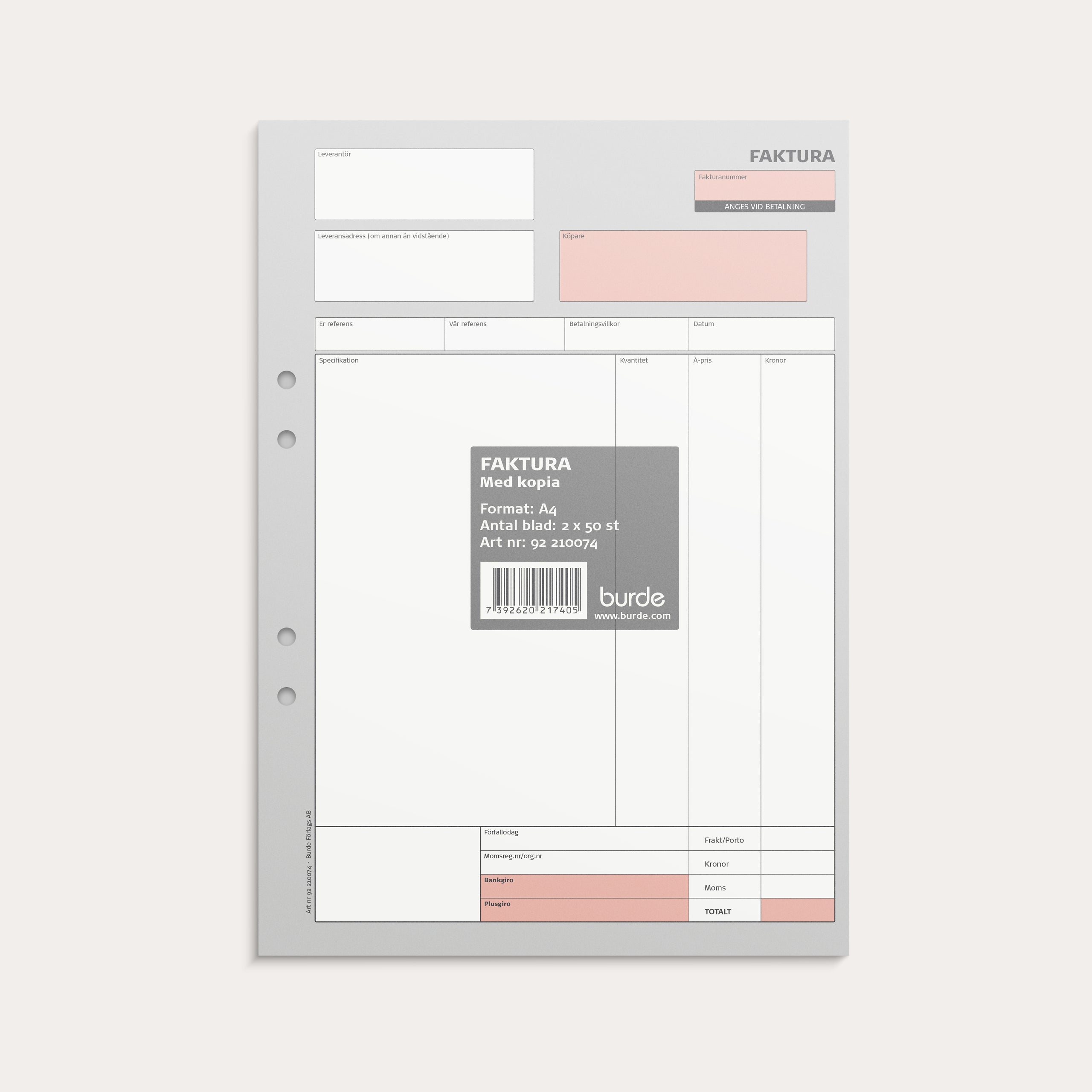 Faktura A4 med 1 kopia 2 x 50 blad