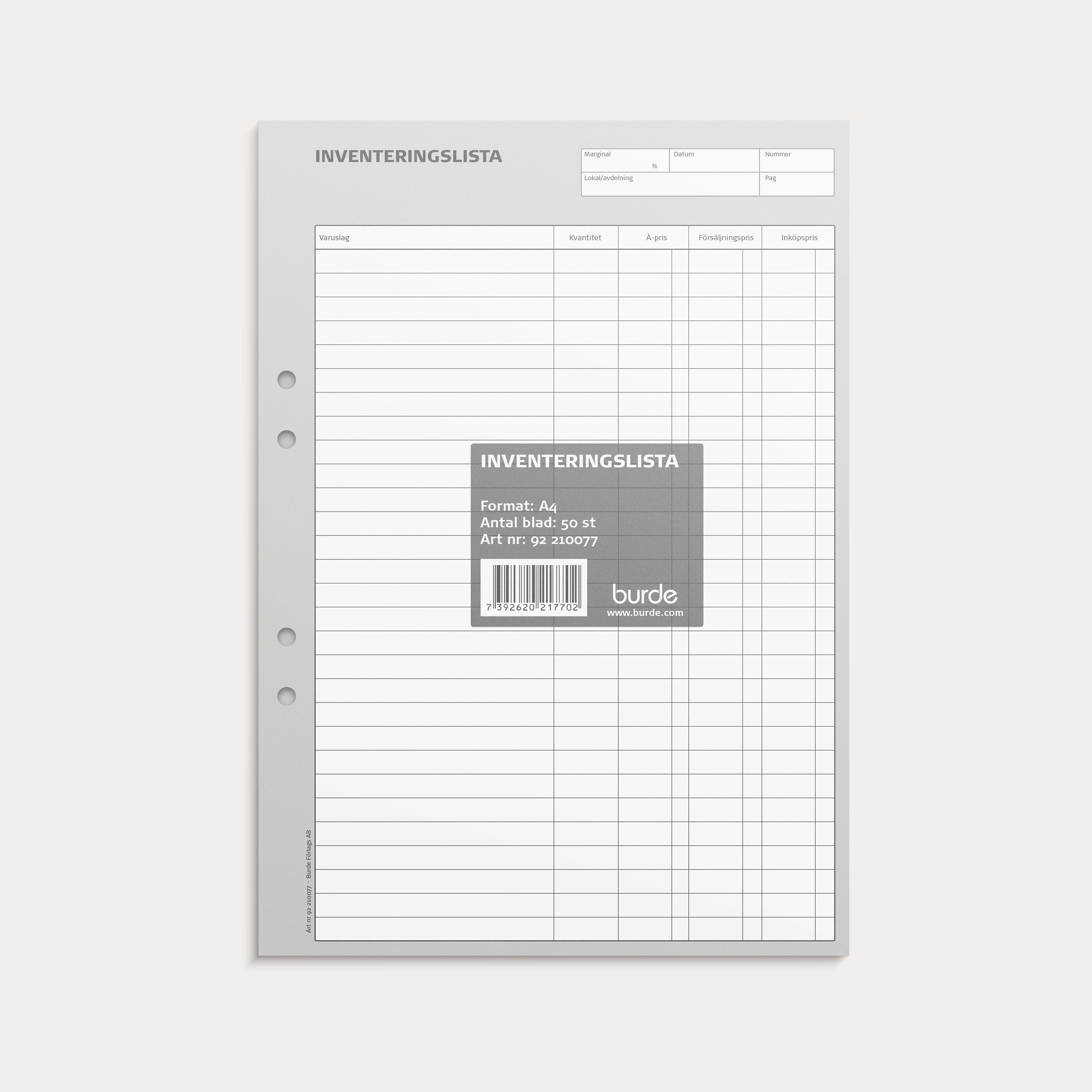 Inventeringslista A4 50 blad