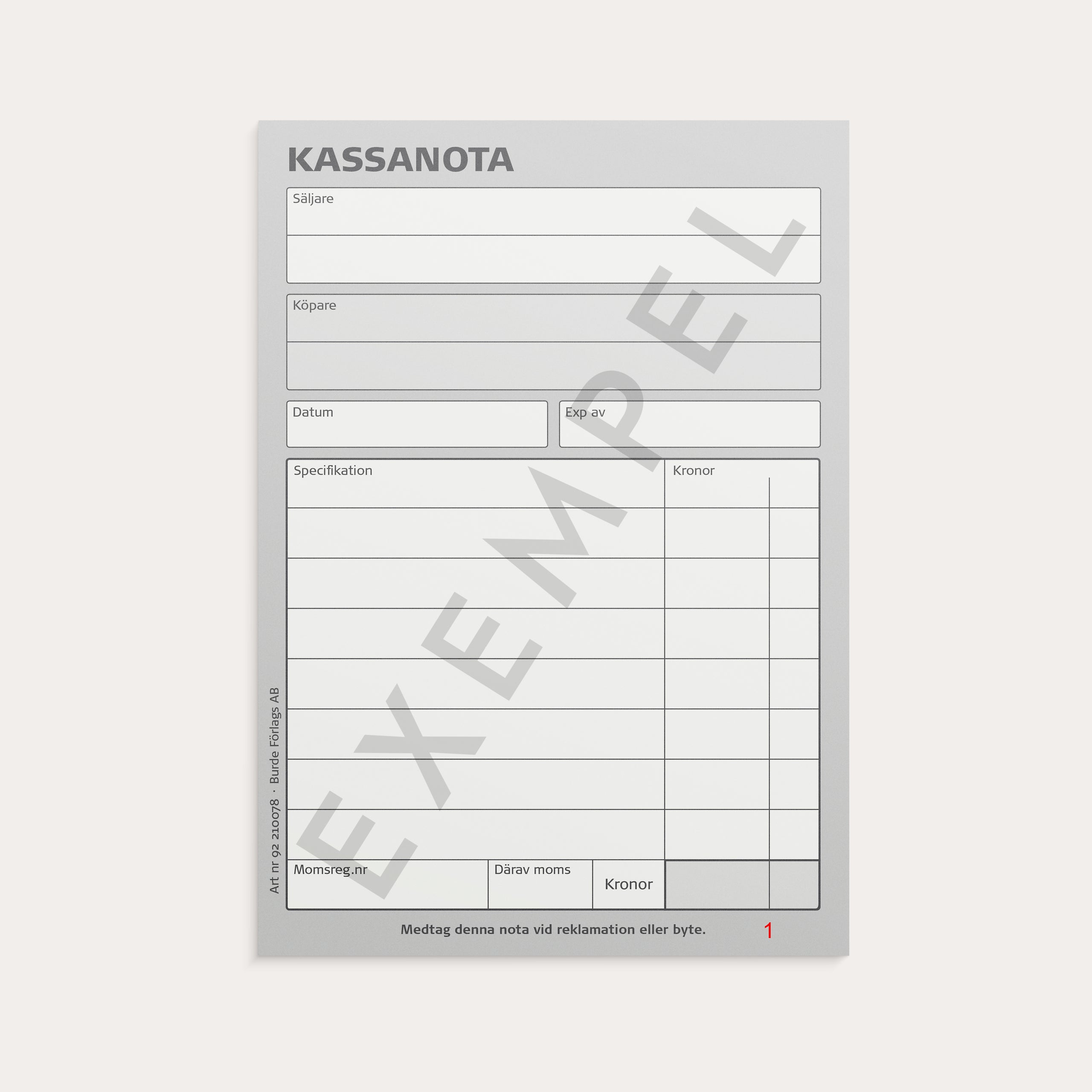 Kassanota A6 numrerade 2 x 50 blad