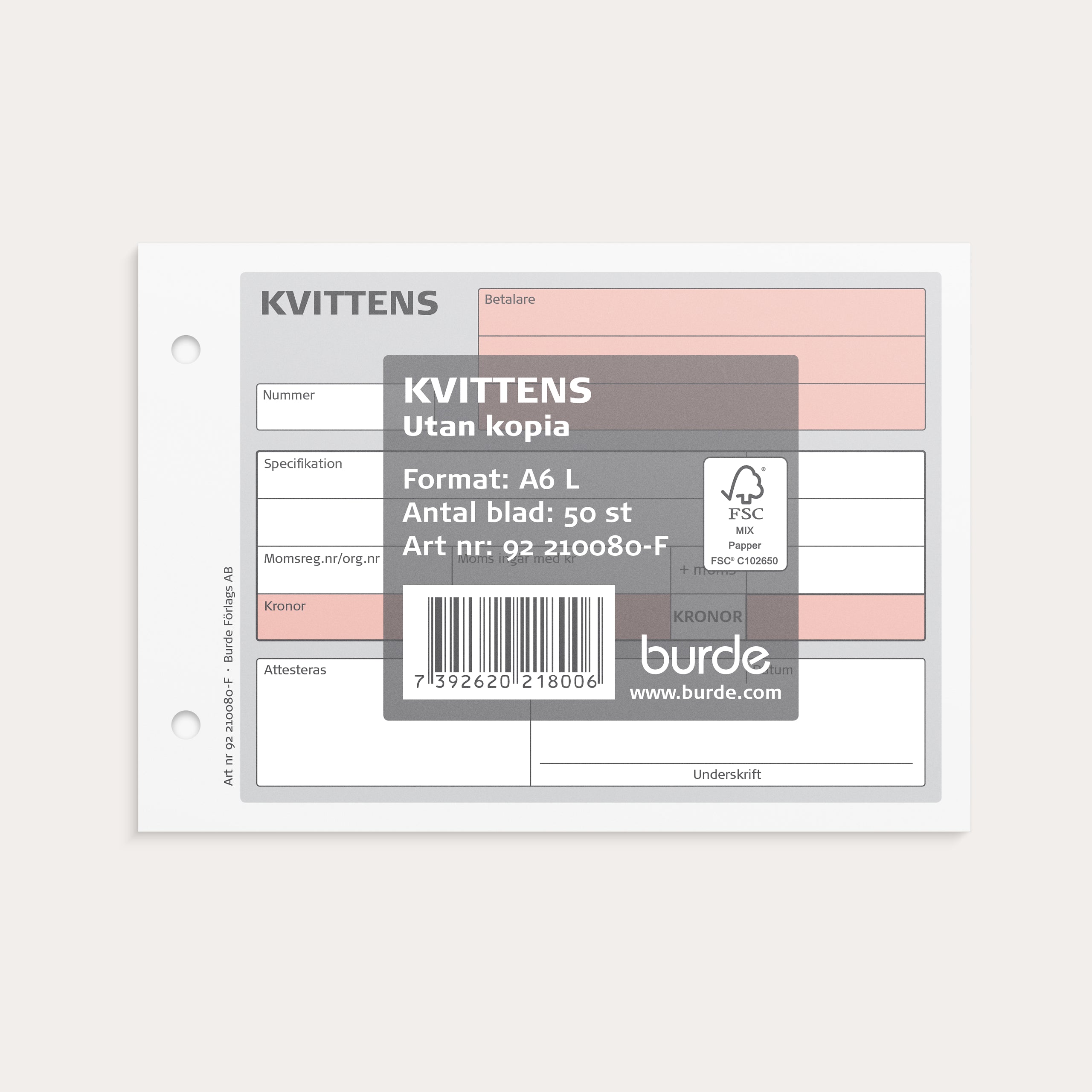 Kvittens A6L 50 blad