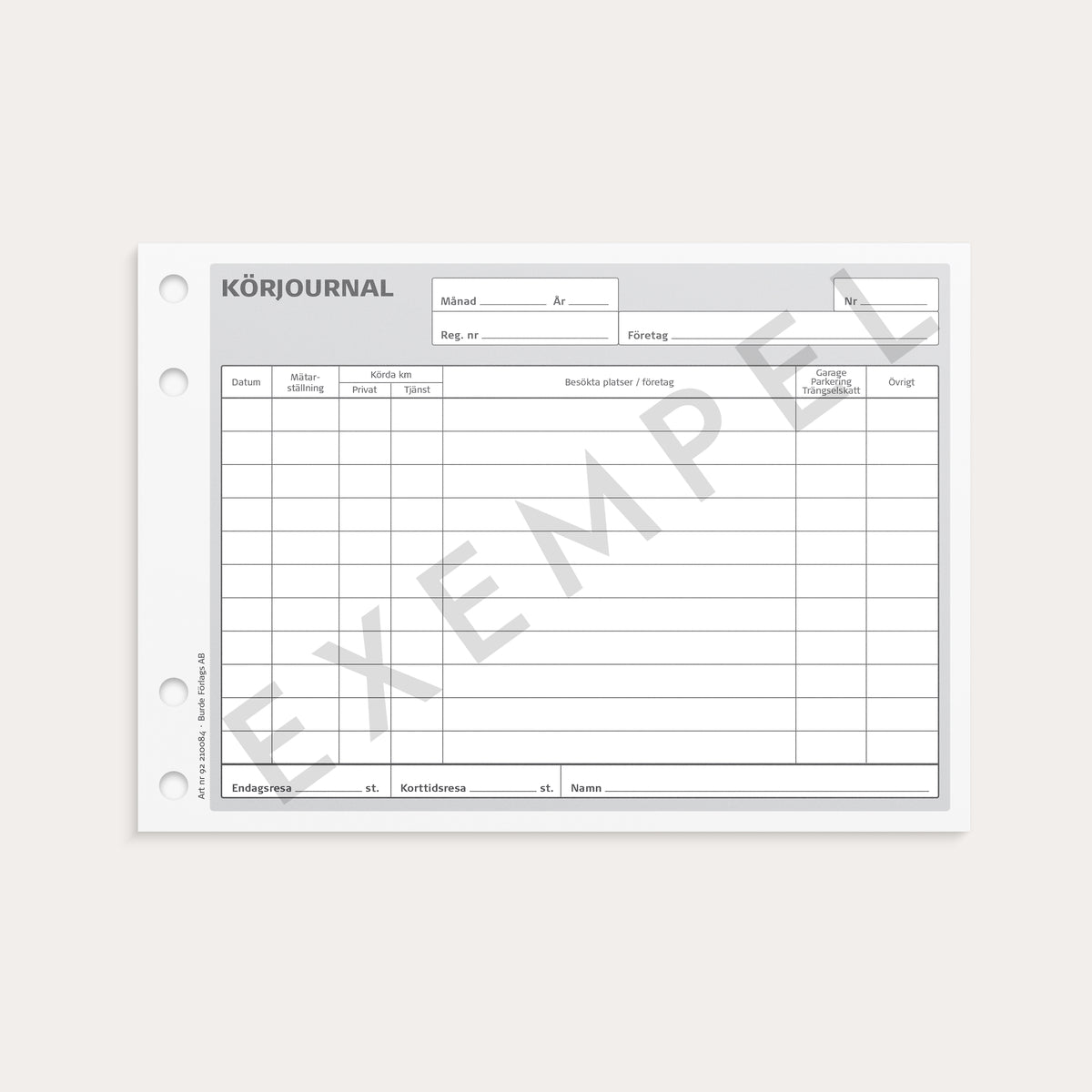 Körjournal A5L med 1 kopia 2 x 50 blad
