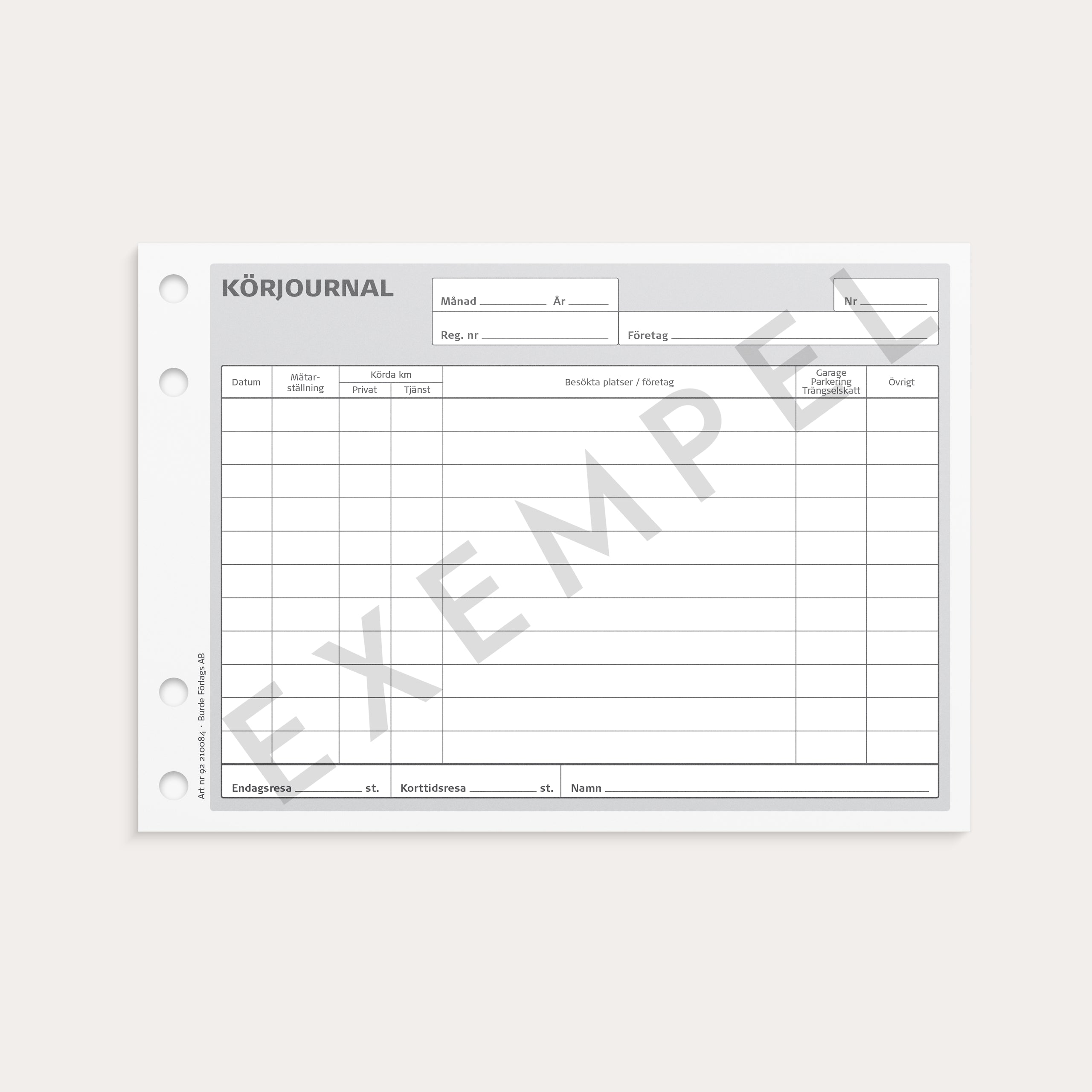 Körjournal A5L med 1 kopia 2 x 50 blad