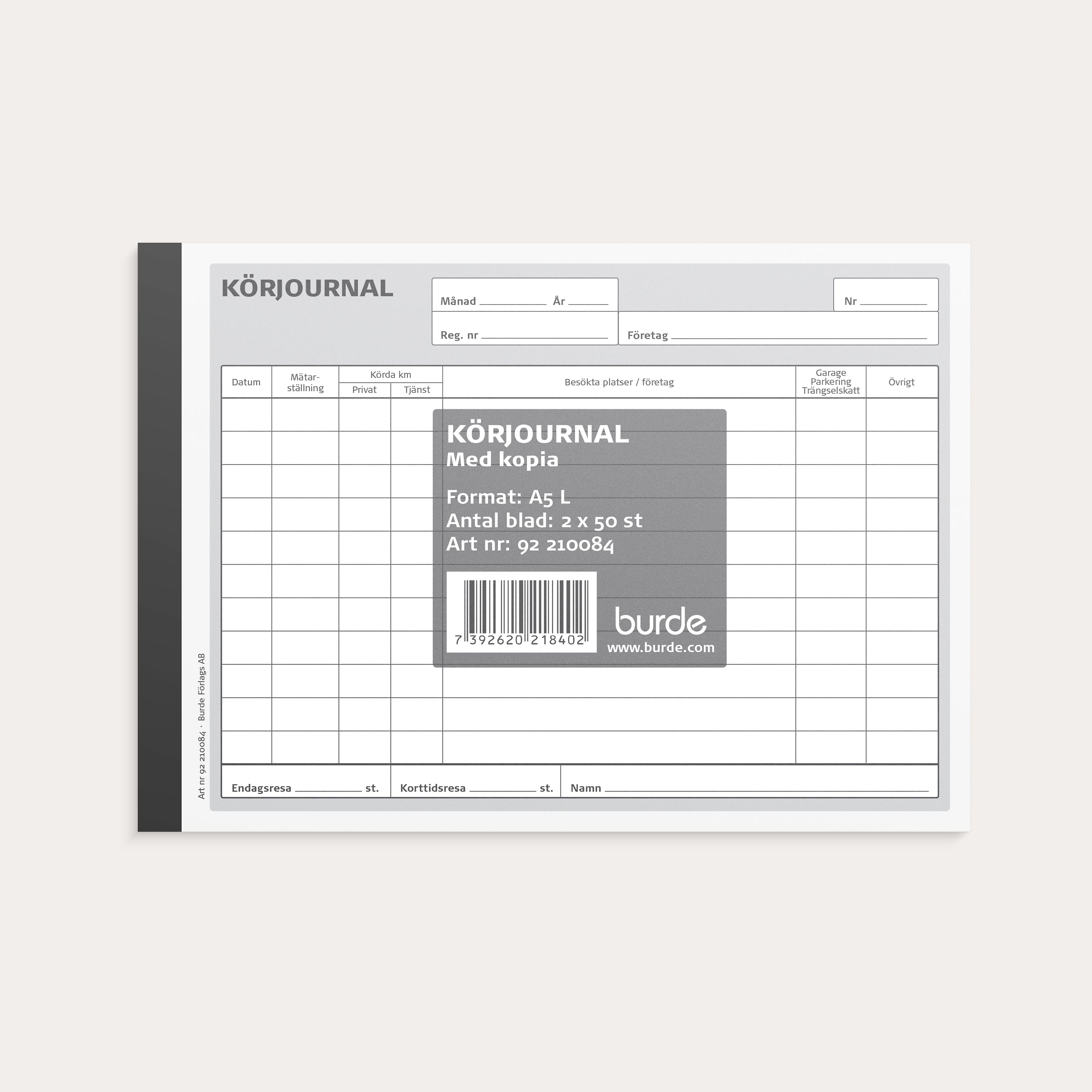 Körjournal A5L med 1 kopia 2 x 50 blad