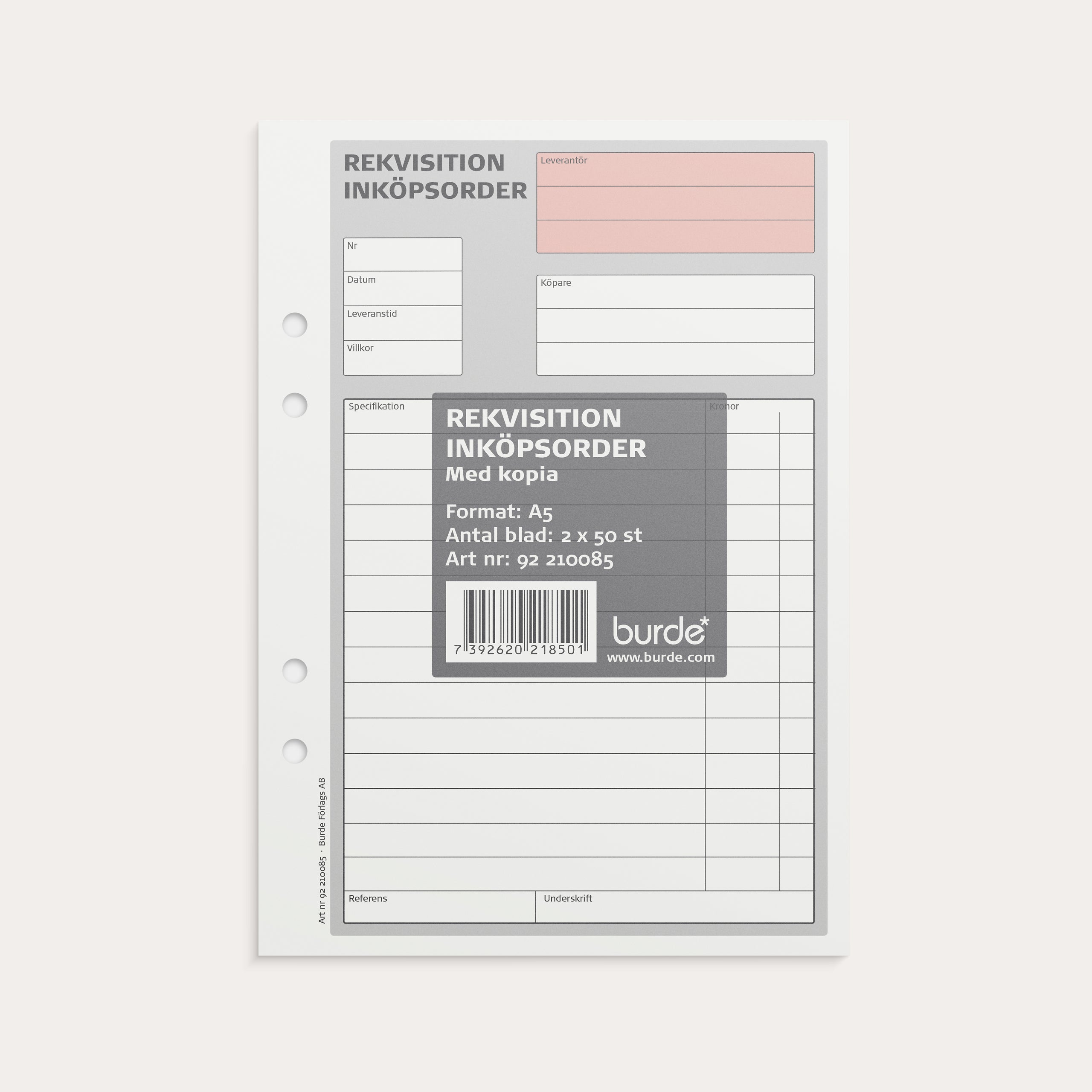 Rekvisition A5 med 1 kopia 2 x 50 blad