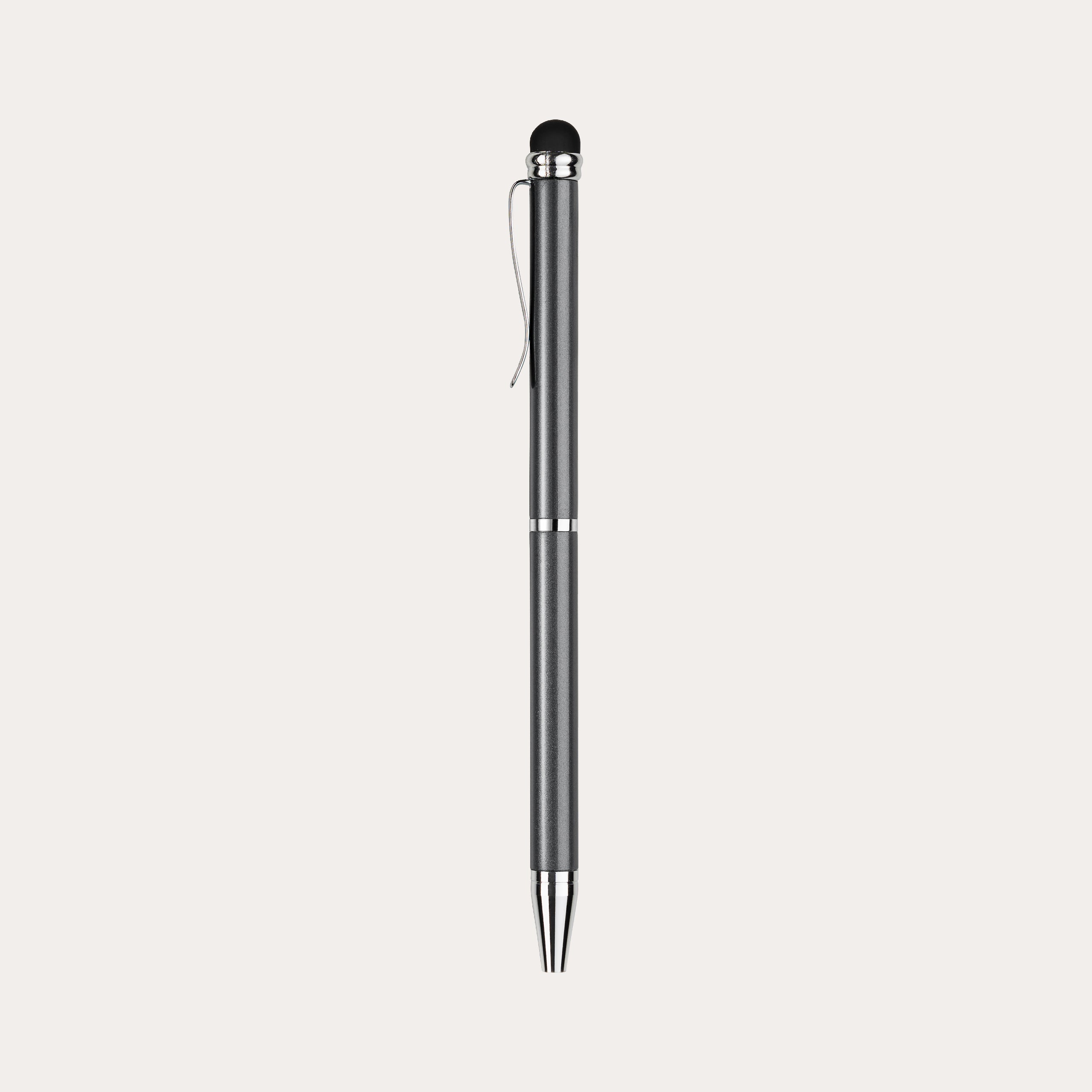 Stylo bille mini tactile gris métallisé