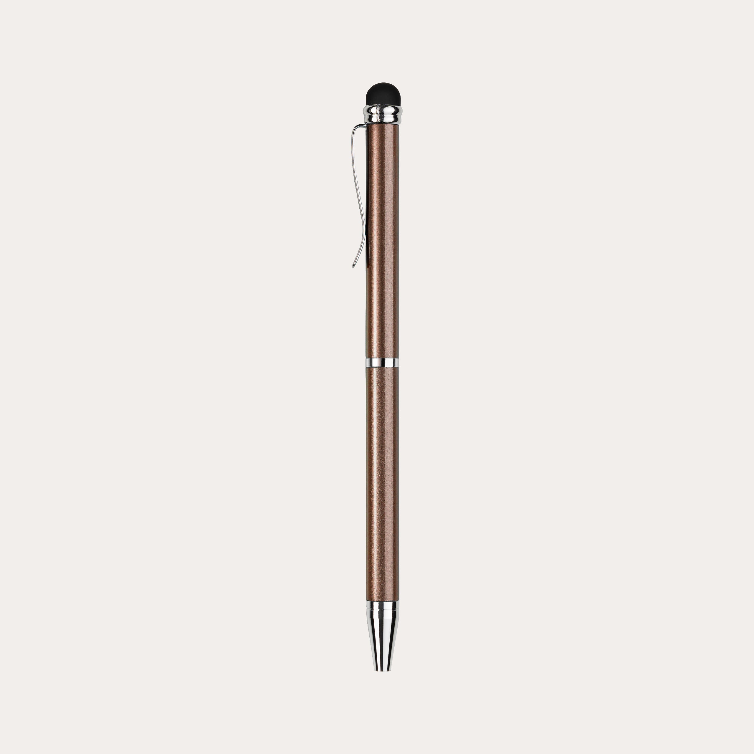 Stylo bille mini tactile marron métallisé