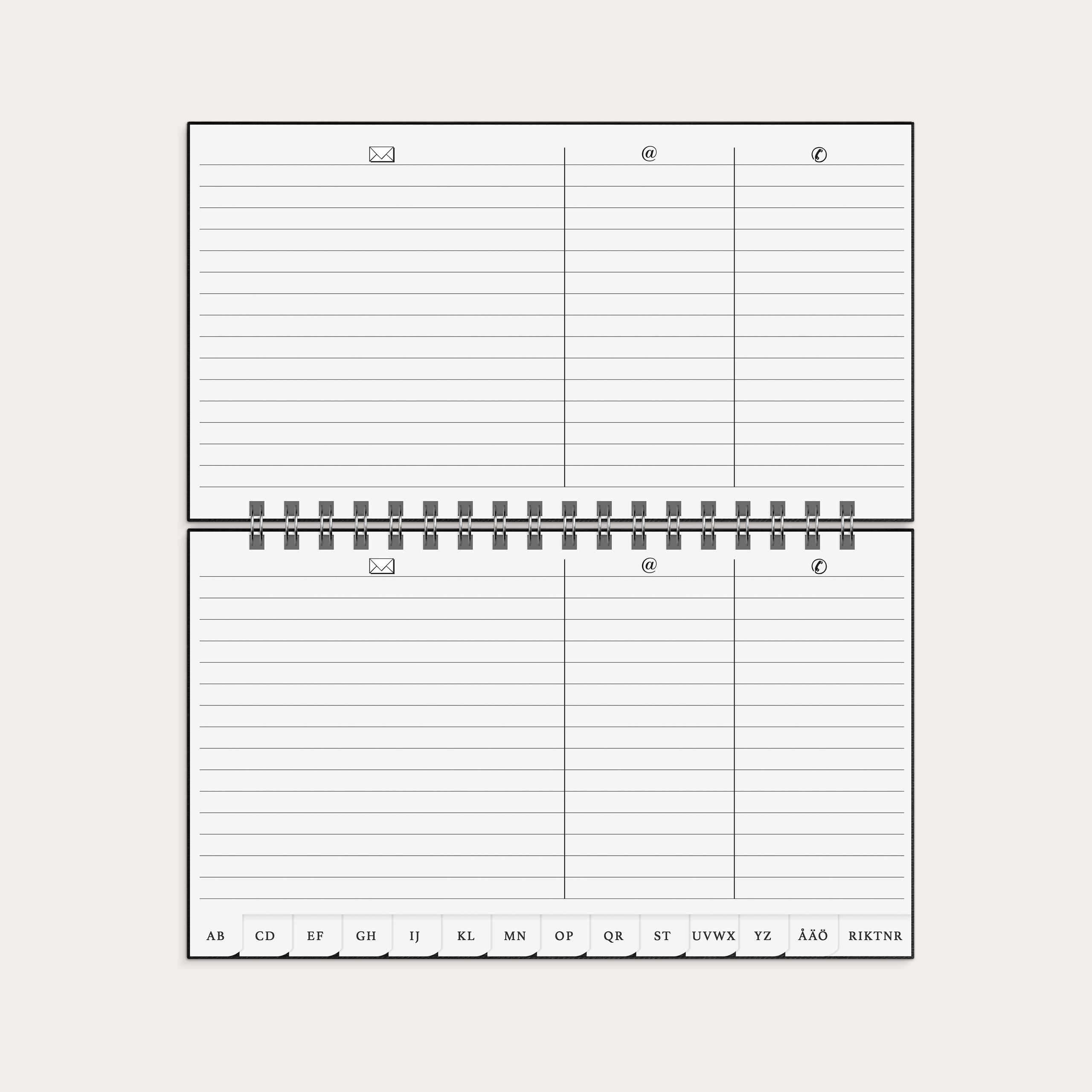 Telefon/adressbok A-Ö svart