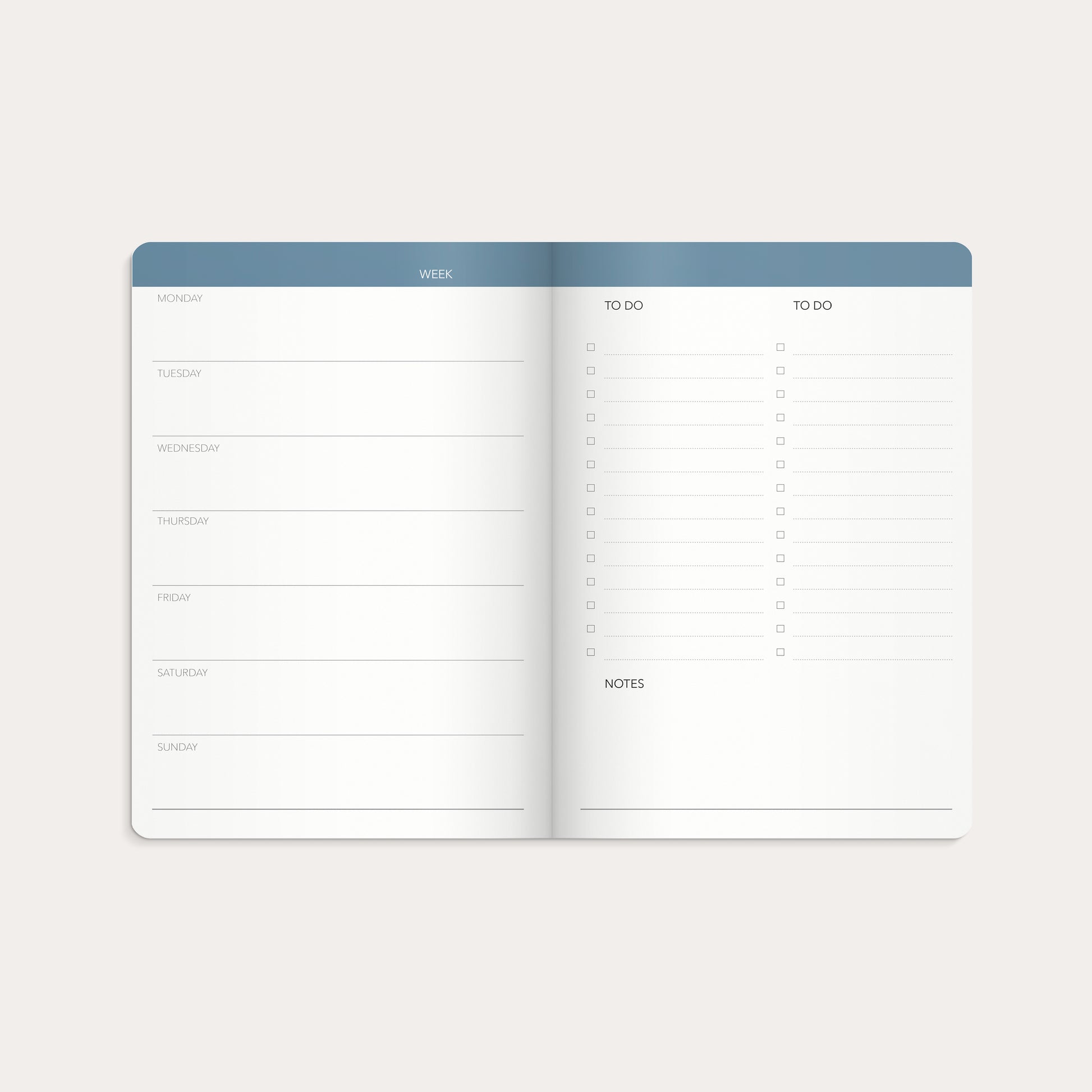 Week Planner undated blue – detail view