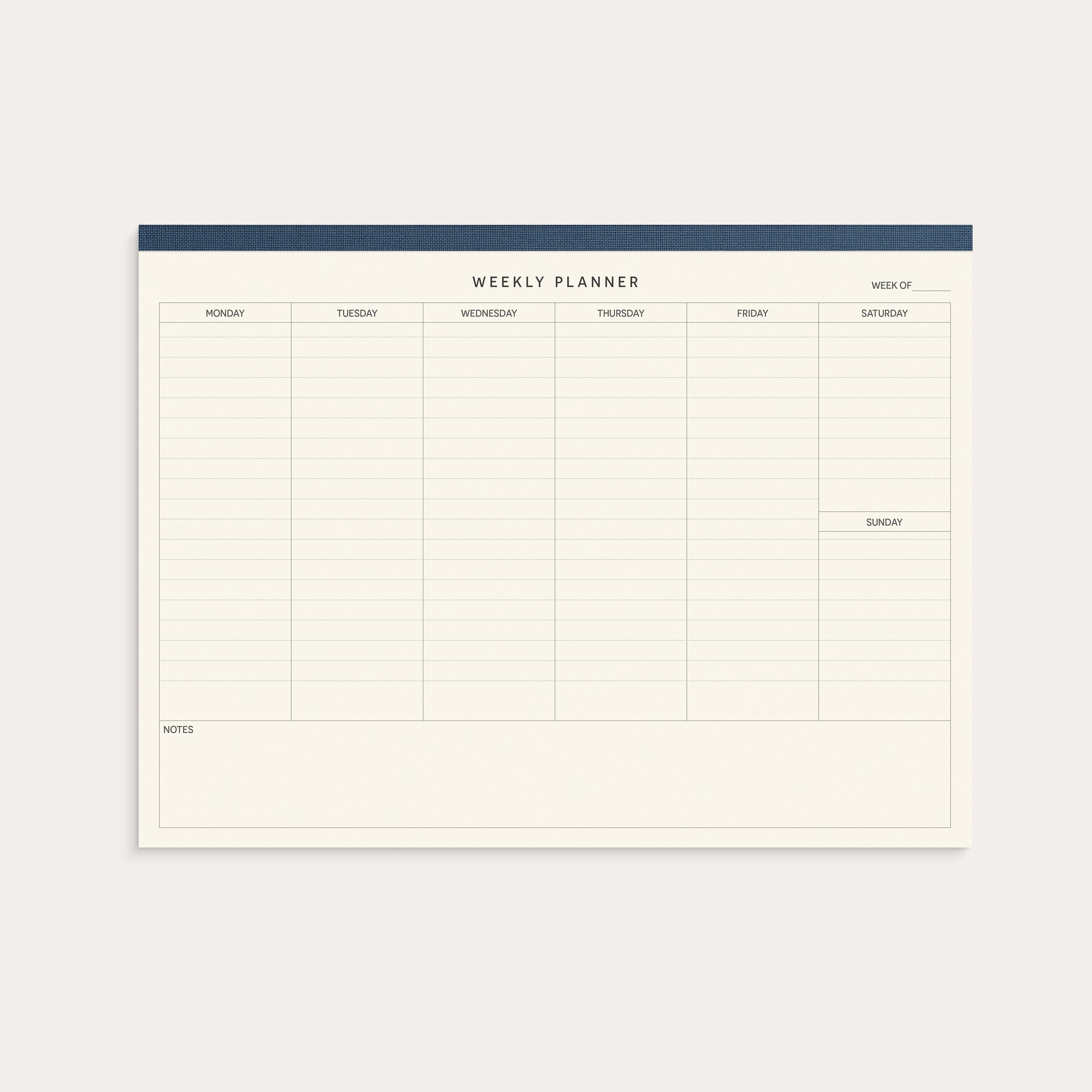 Weekly planner pad Textile