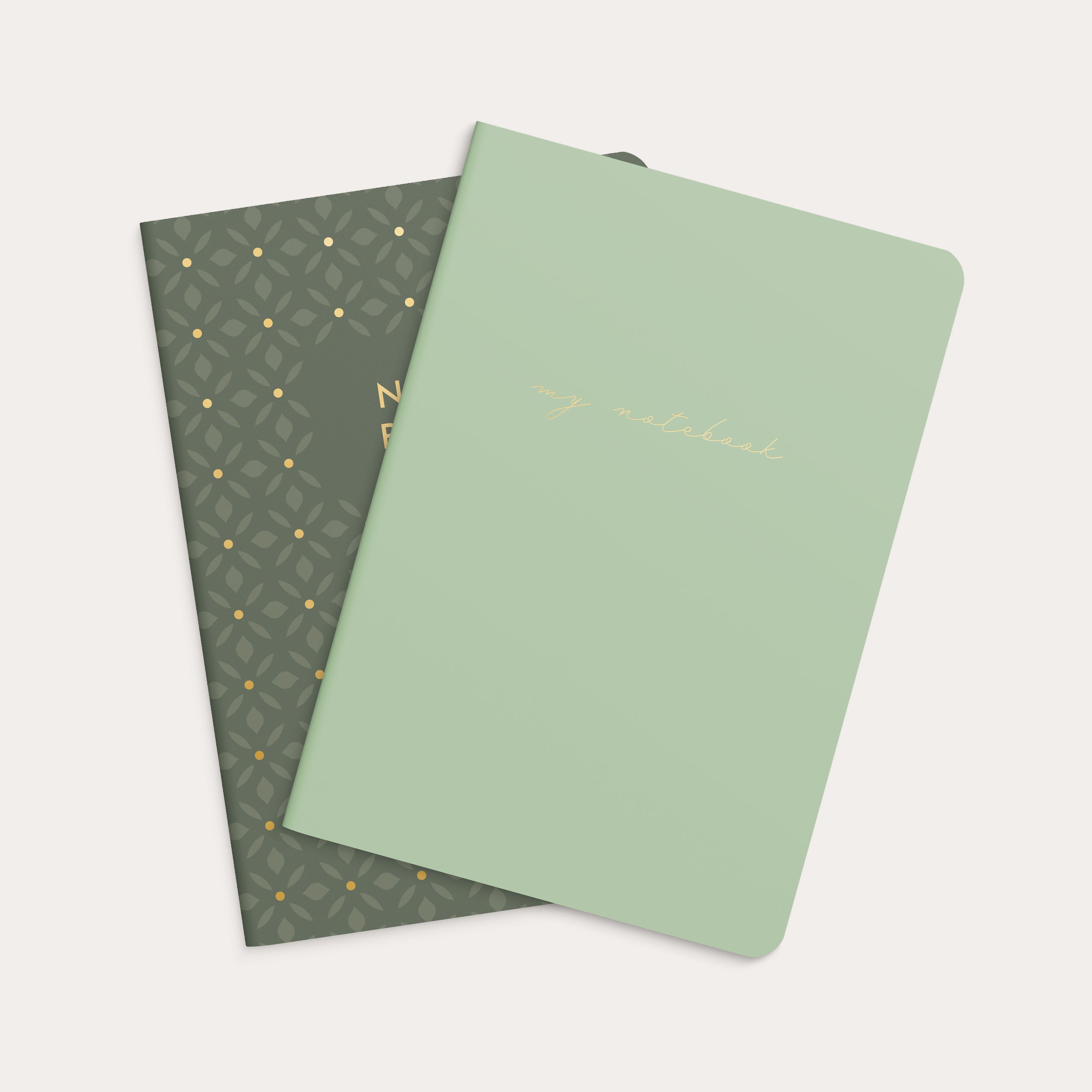 Notebook Green & Pattern 2-pakkaus