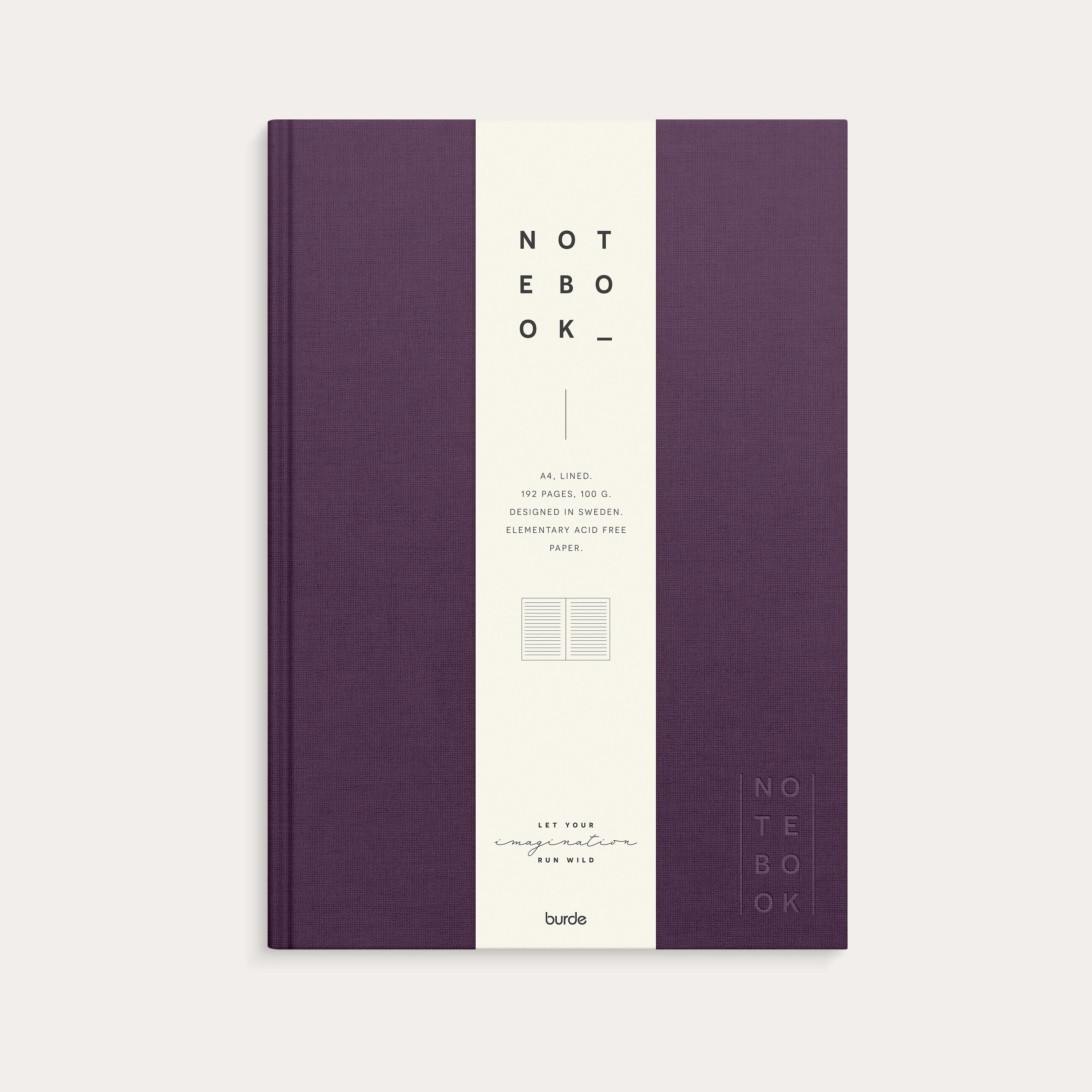 Notebook Textile plum lined A4